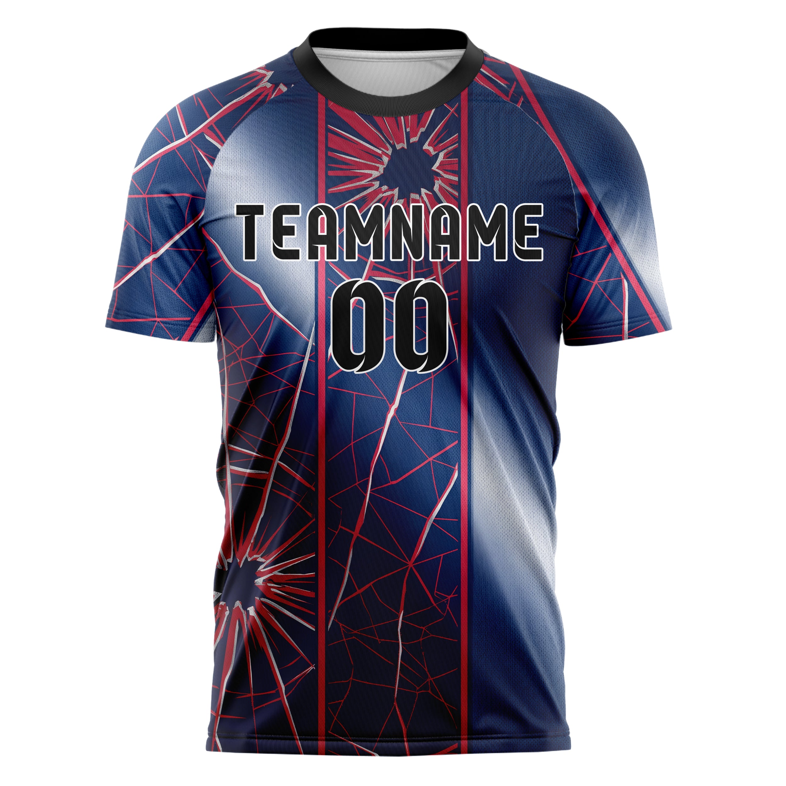 Marineblau Rot Silber zerbrochen Impact individuelles Fußballtrikot