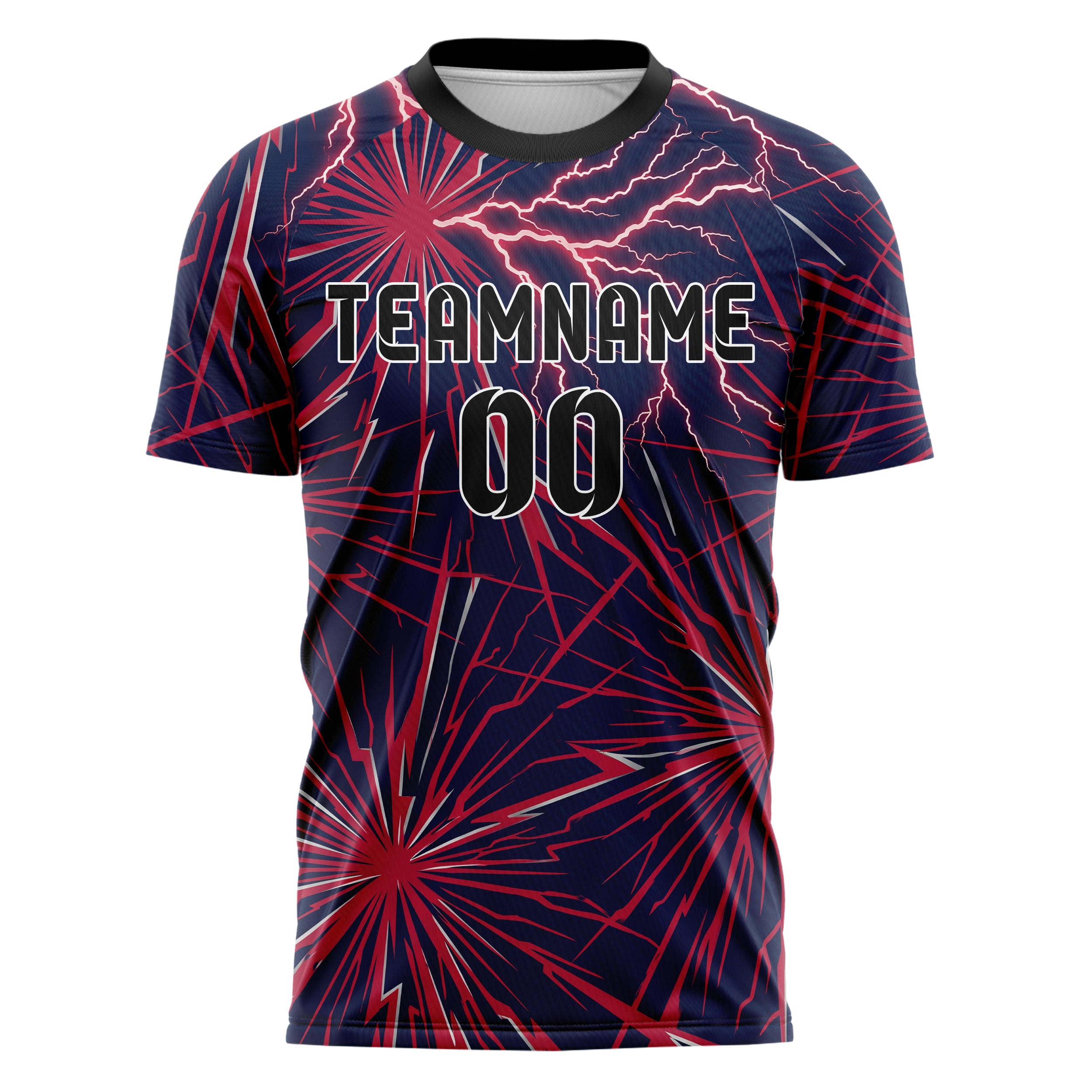Marineblau Rot Silber Blitz Sturm individuelles Fußballtrikot