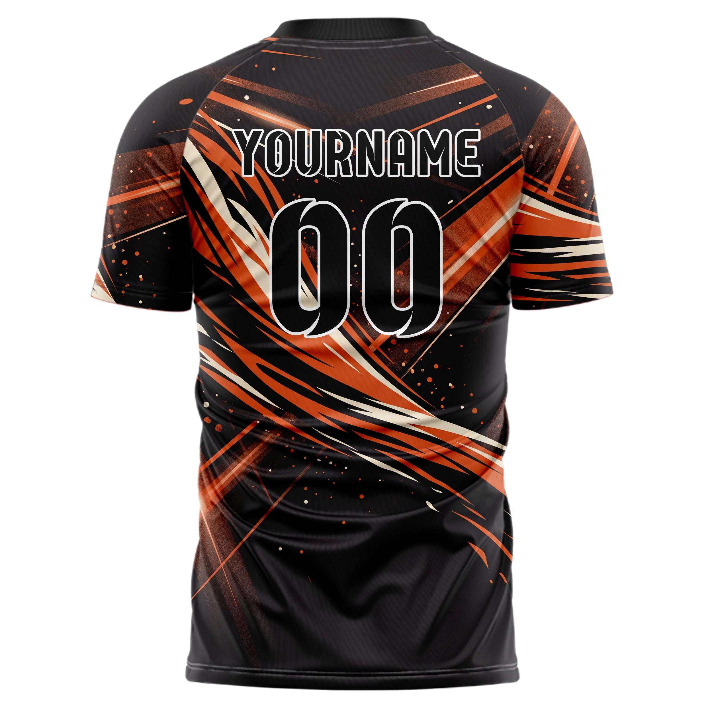 Schwarz Orange Weiß Stadion Licht Ausbruch individuelles Fußballtrikot