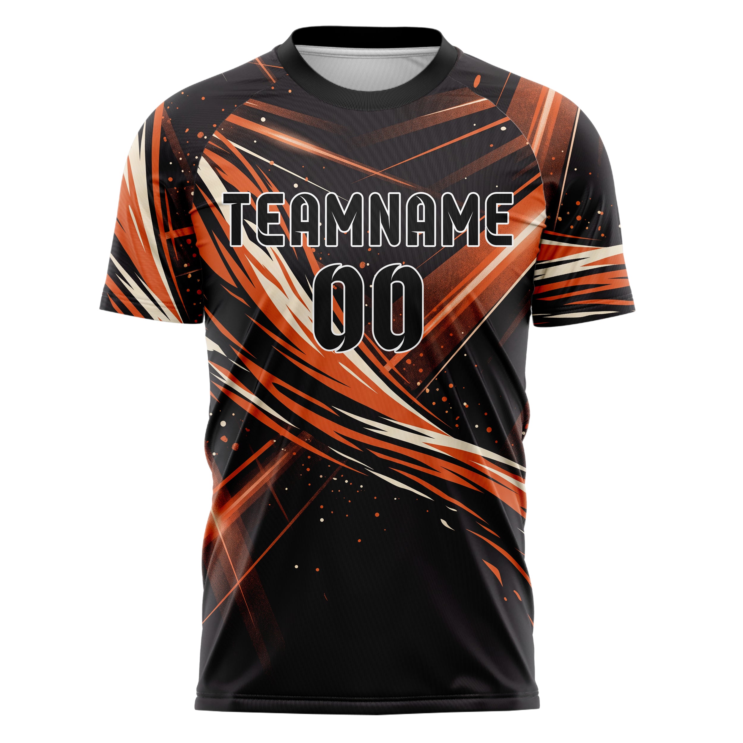 Schwarz Orange Weiß Stadion Licht Ausbruch individuelles Fußballtrikot