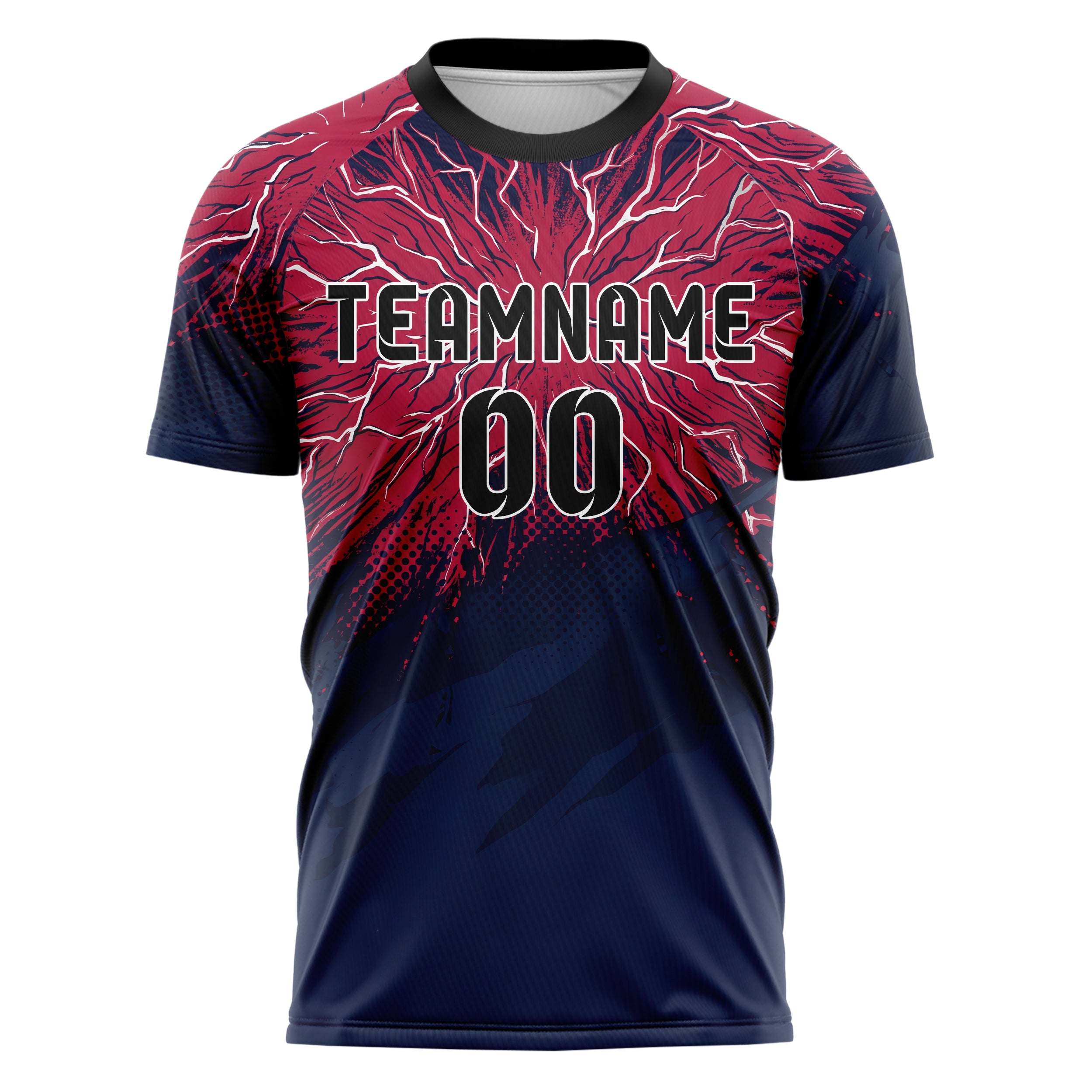 Marineblau Rot Silber Blitz Sturm individuelles Fußballtrikot