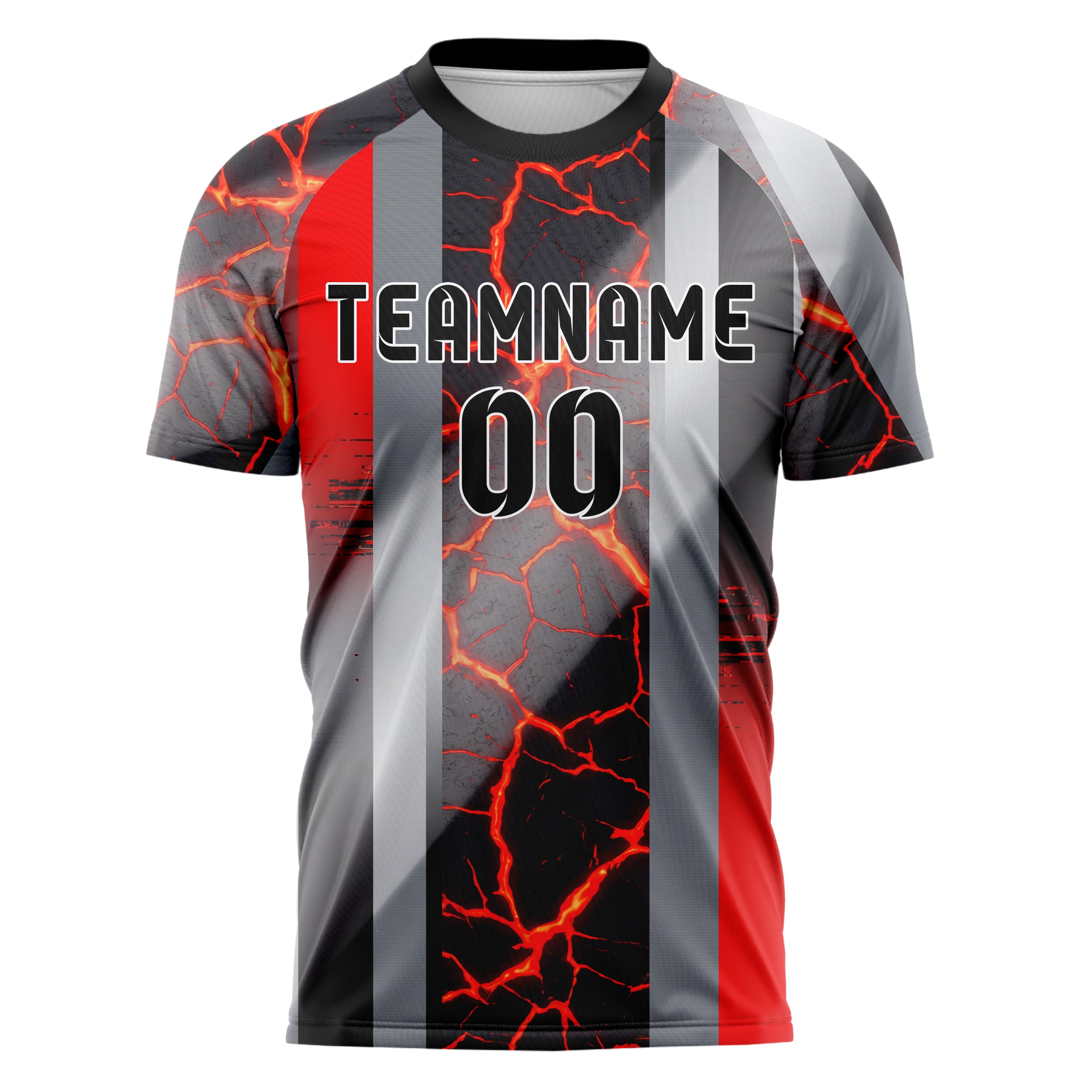 Stahl Rot Schwarz Magma Riss Terrain individuelles Fußballtrikot
