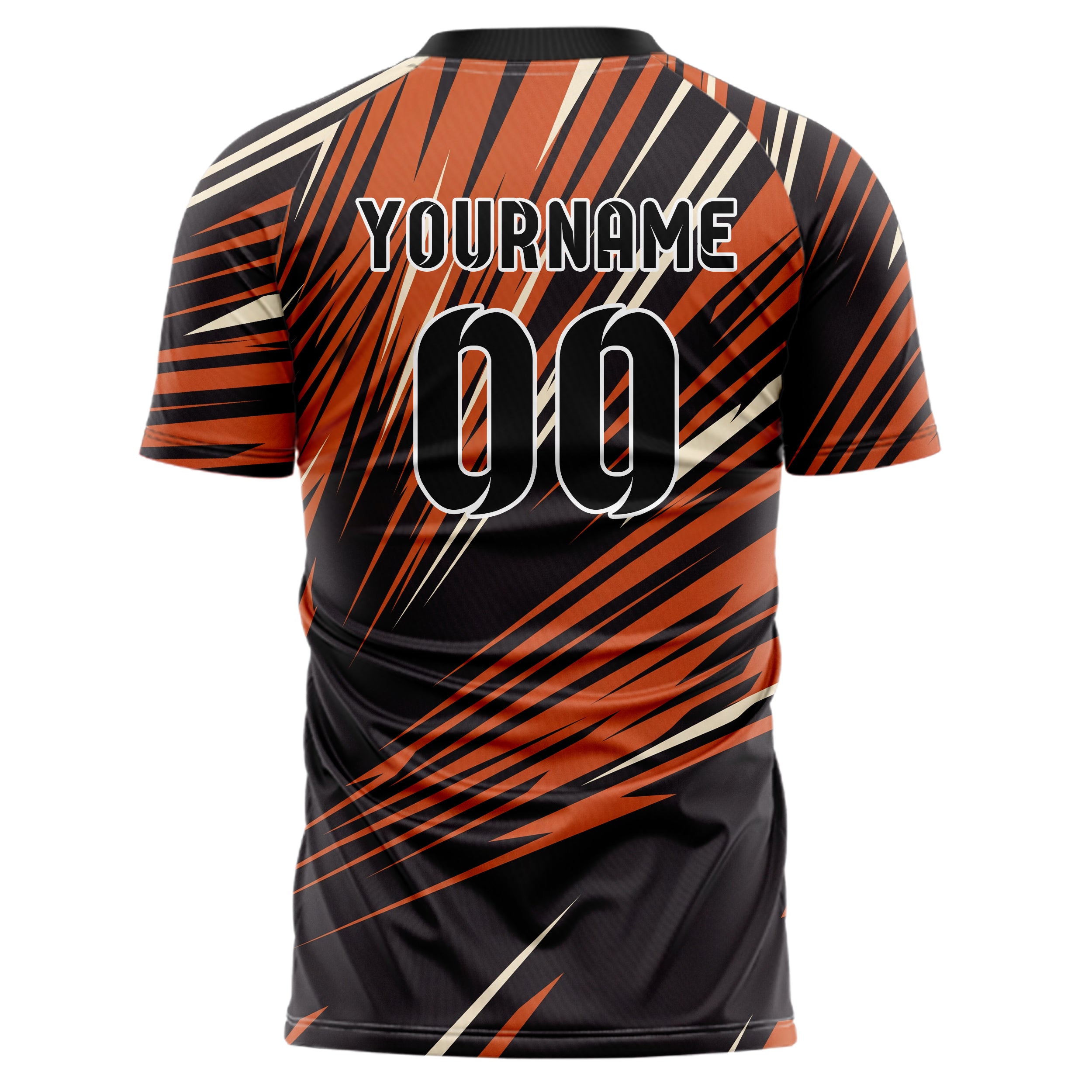 Schwarz Orange Weiß Geschwindigkeit Linien Wirbel individuelles Fußballtrikot