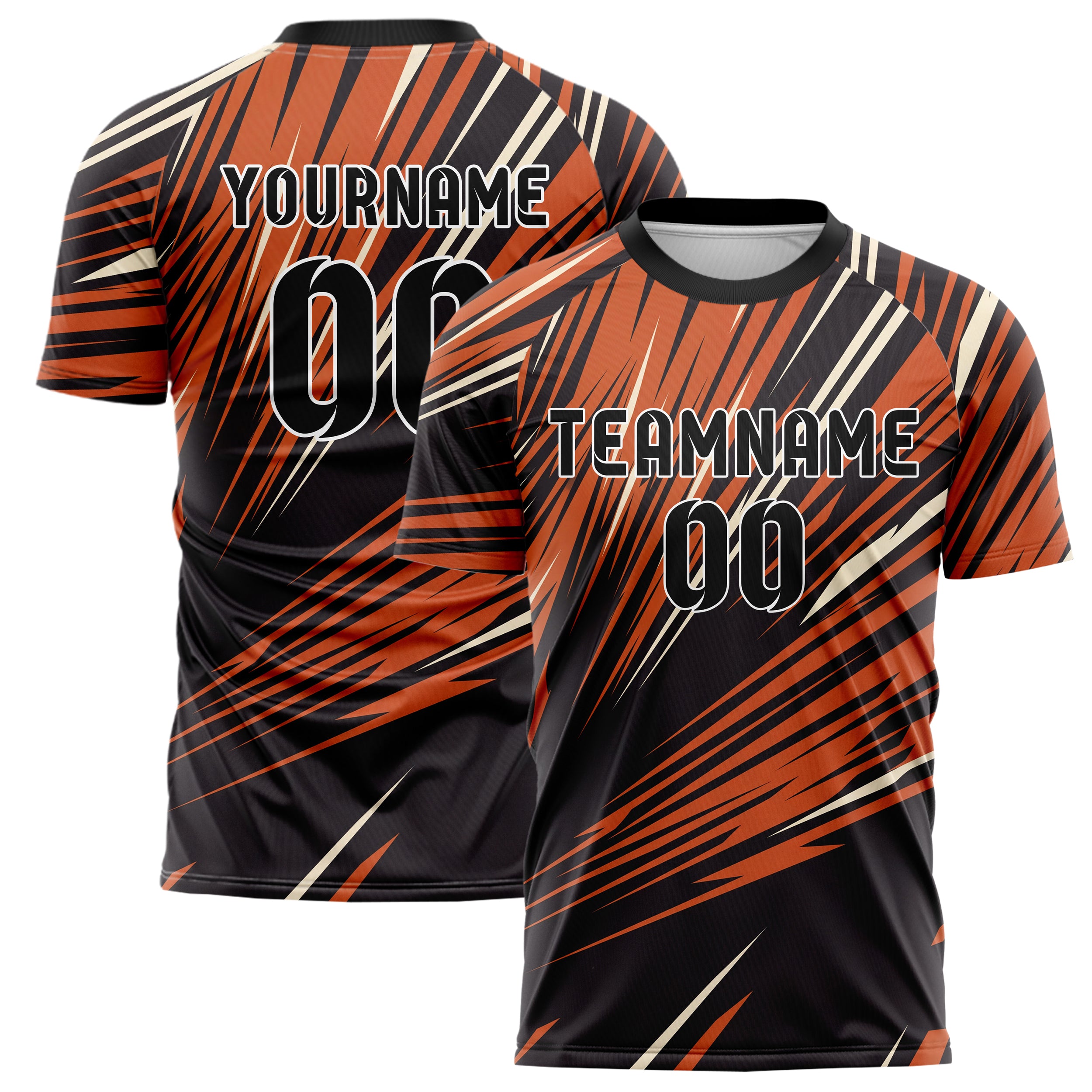 Schwarz Orange Weiß Geschwindigkeit Linien Wirbel individuelles Fußballtrikot