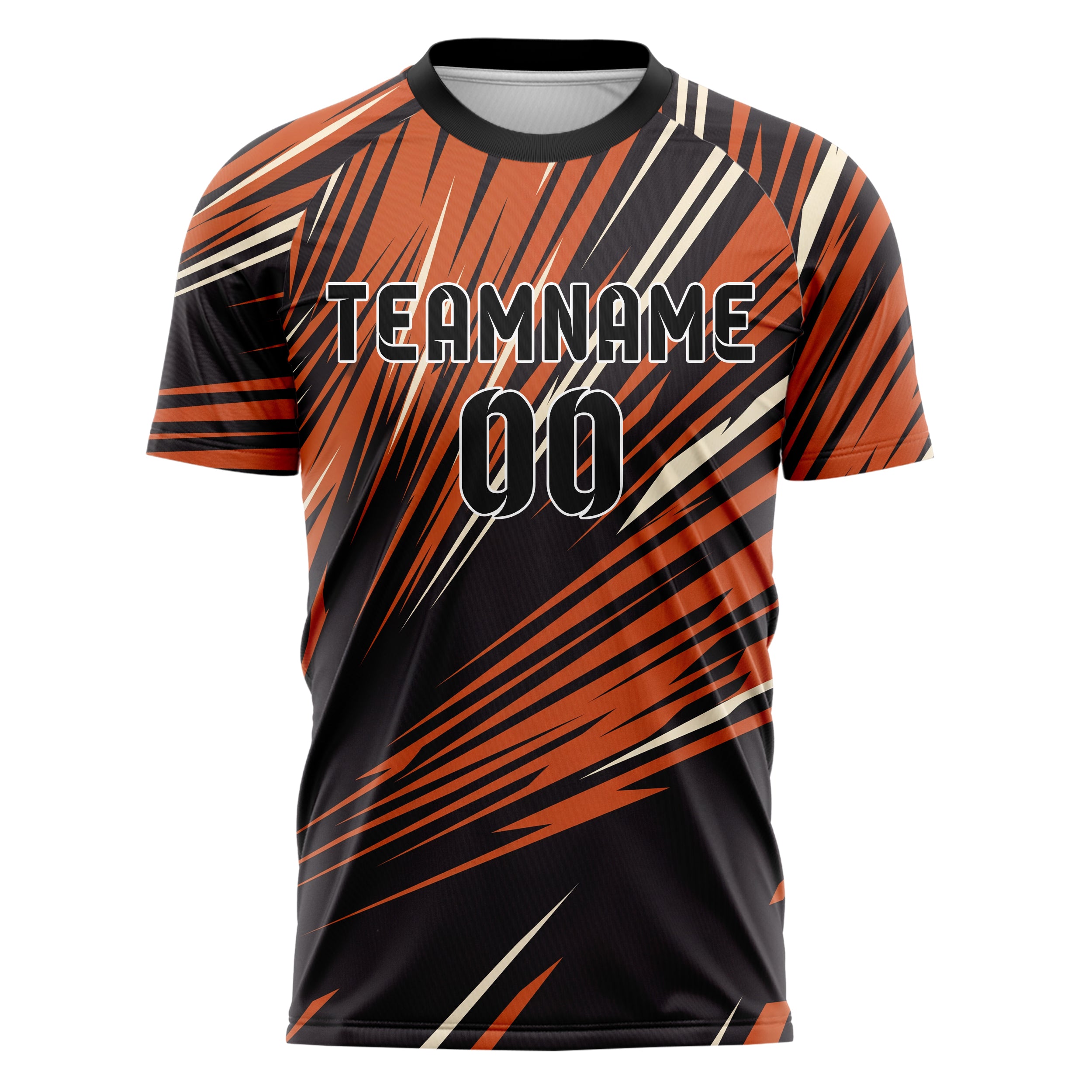 Schwarz Orange Weiß Geschwindigkeit Linien Wirbel individuelles Fußballtrikot