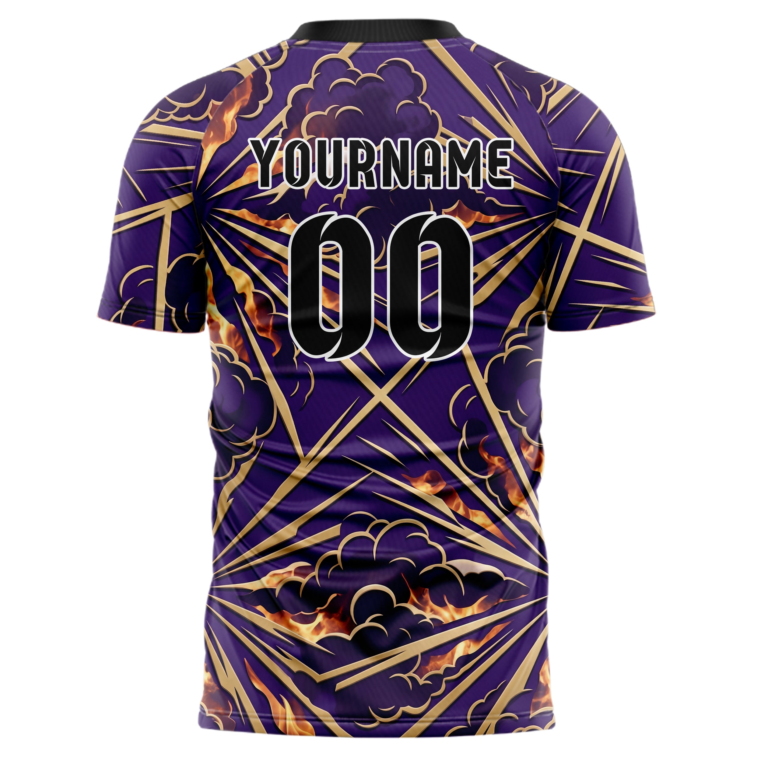 Lila Gold Rauch und Feuer Abstrakt individuelles Fußballtrikot
