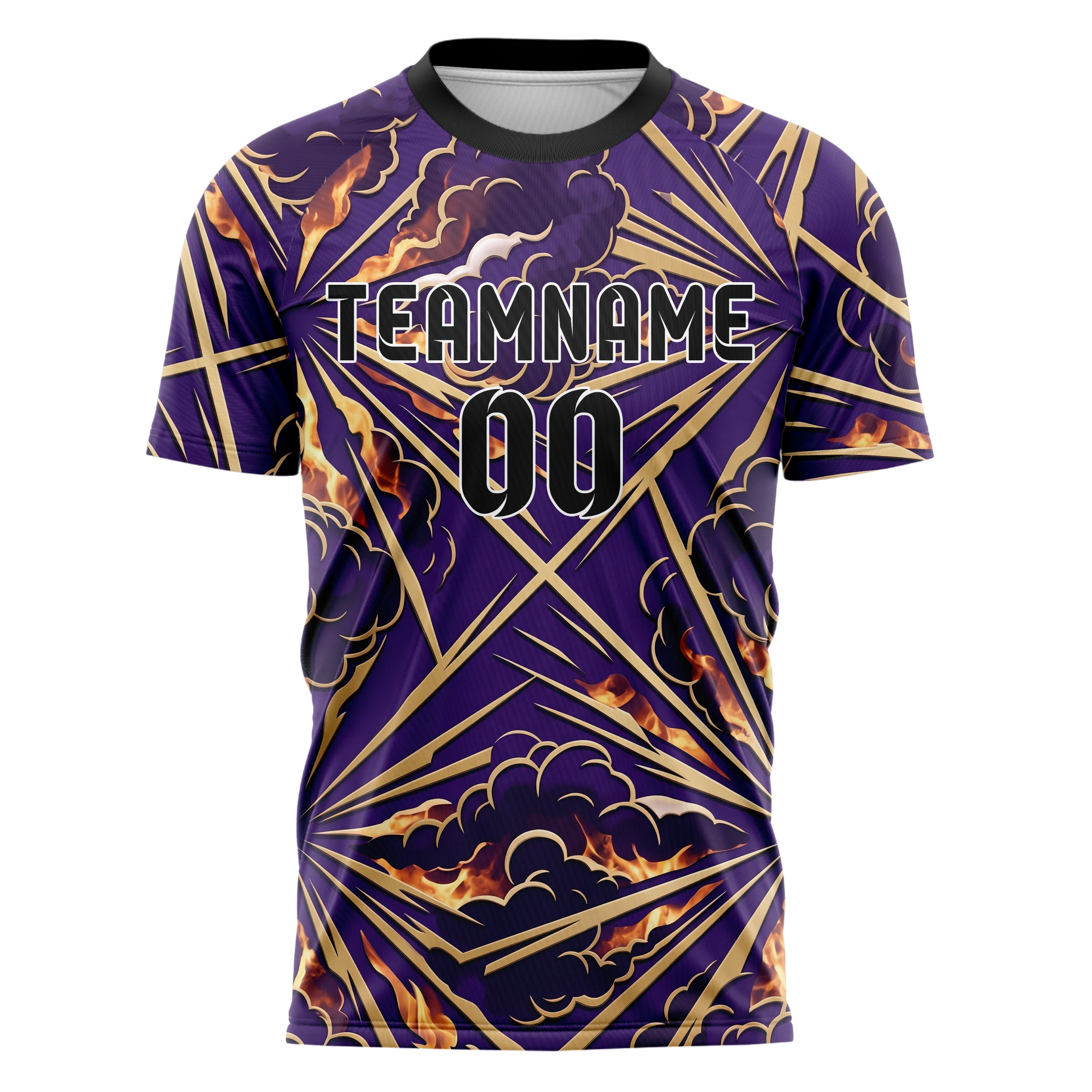Lila Gold Rauch und Feuer Abstrakt individuelles Fußballtrikot