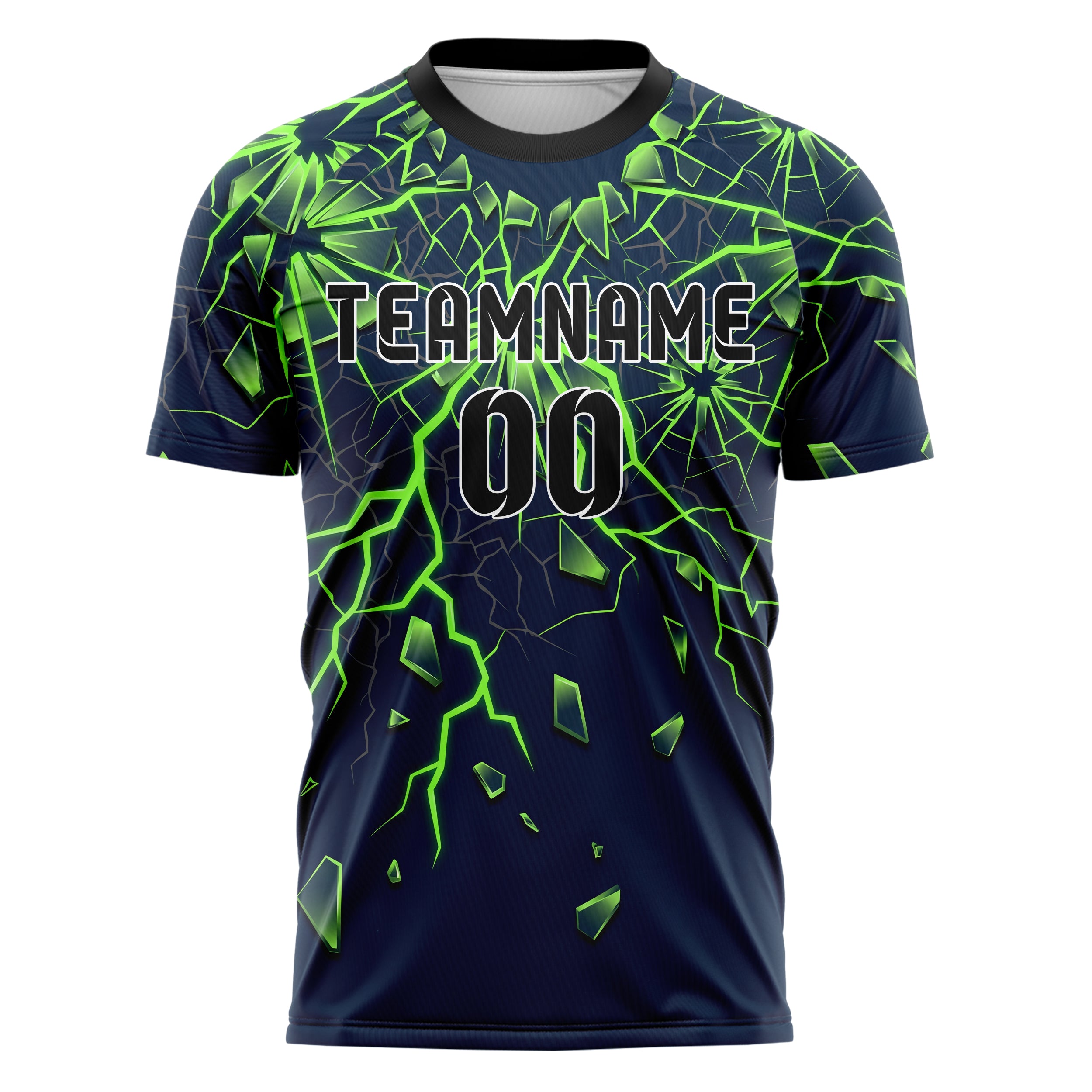 Marineblau Neon Grün zerbrochen Impact individuelles Fußballtrikot