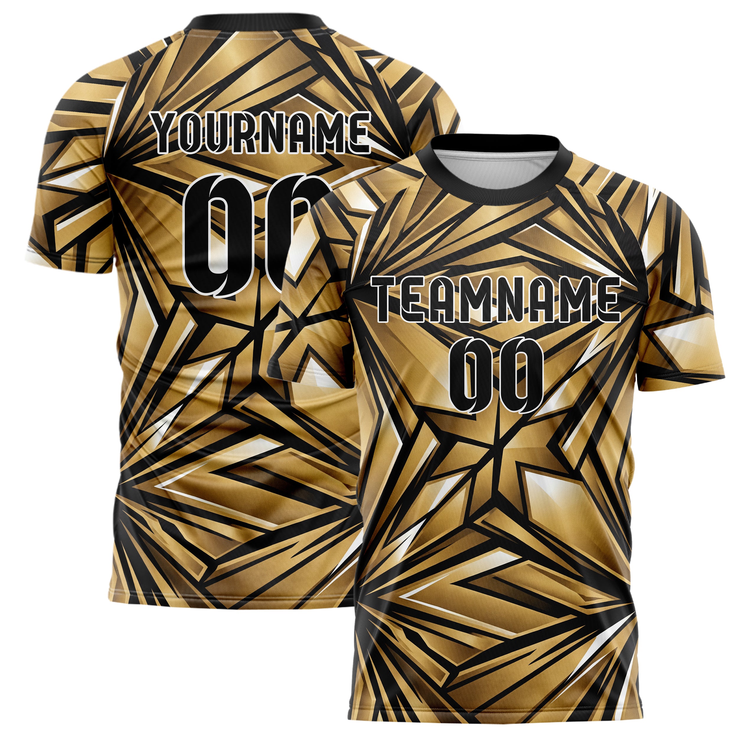 Schwarz Gold Weiß geometrisch Rüstung Platte individuelles Fußballtrikot