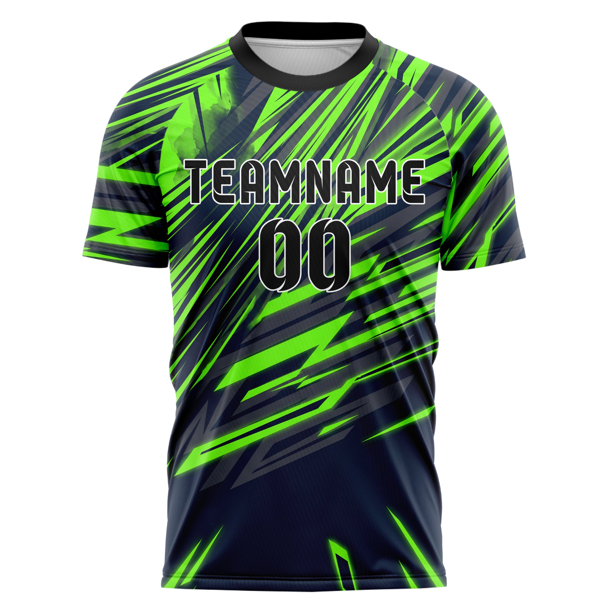 Marineblau Neon Grün Geschwindigkeit Linien Wirbel individuelles Fußballtrikot