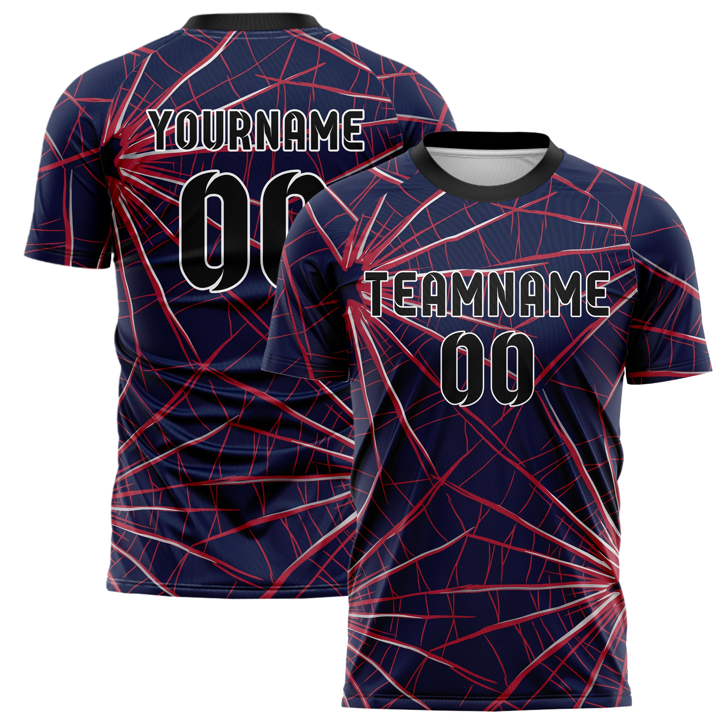 Marineblau Rot Silber zerbrochen Impact individuelles Fußballtrikot