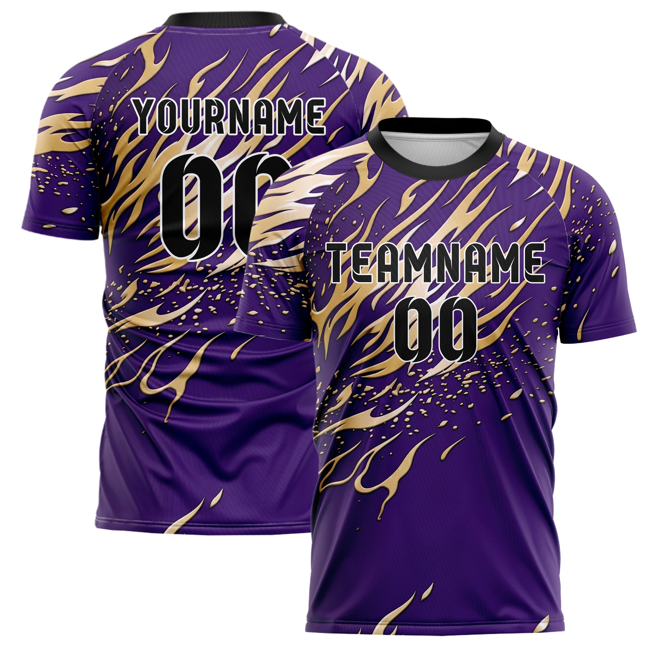 Lila Gold Flamme Ausbruch individuelles Fußballtrikot