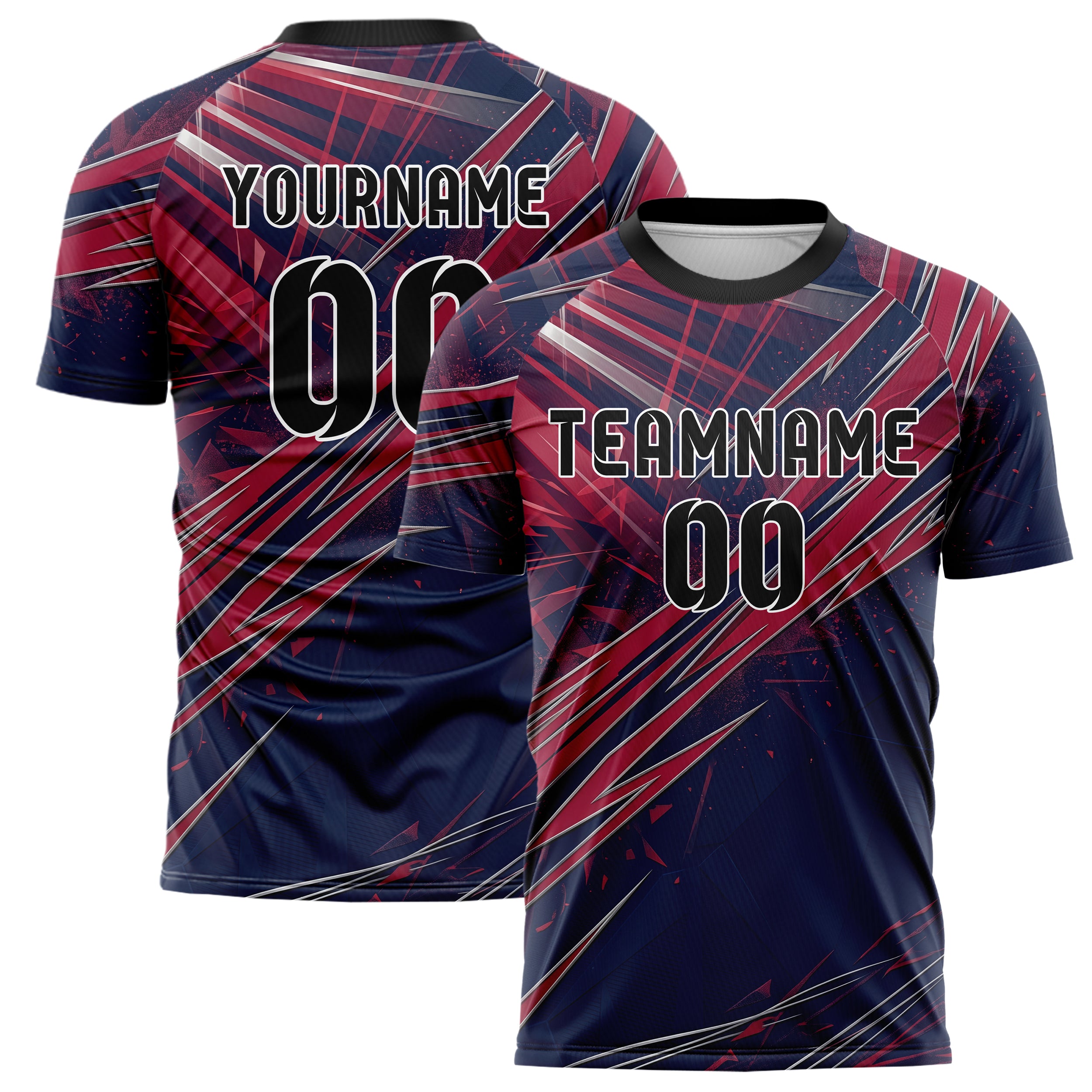 Marineblau Rot Silber Stadion Licht Ausbruch individuelles Fußballtrikot