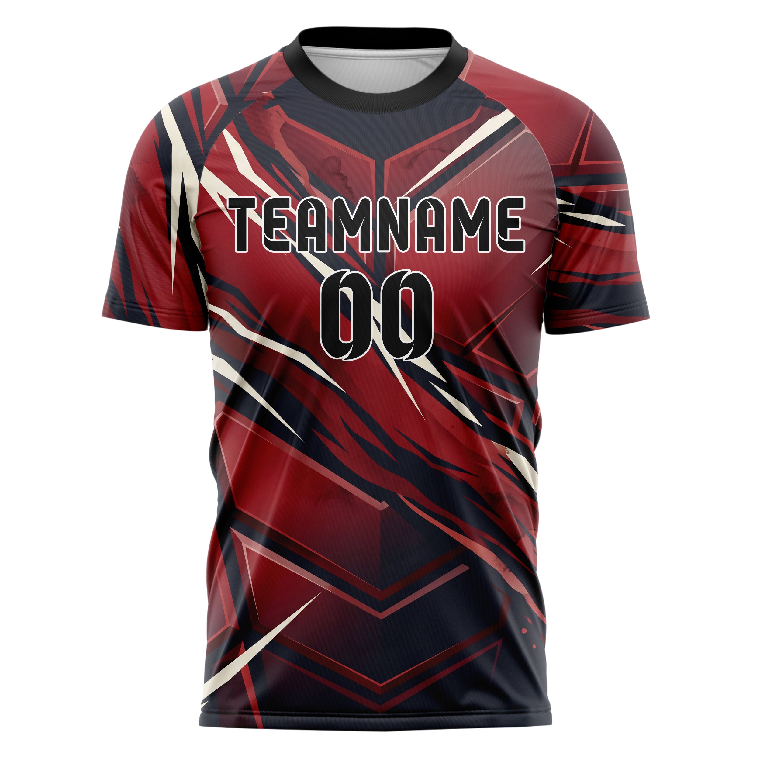 Schwarz Rot Weiß geometrisch Rüstung Platte individuelles Fußballtrikot