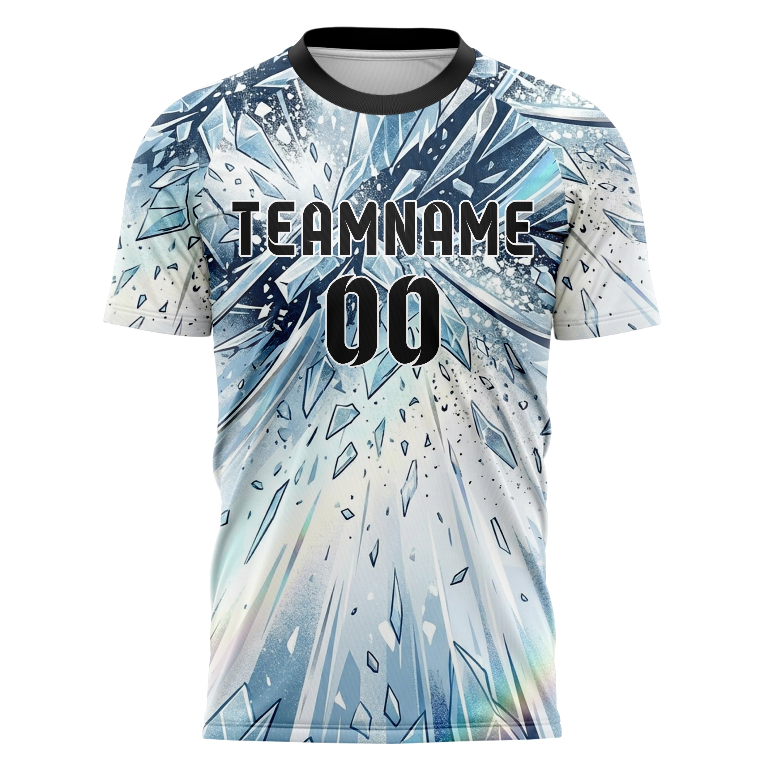 Weiß Gletscherblau Marineblau Silber Alpin Carve Eis Bruch individuelles Fußballtrikot