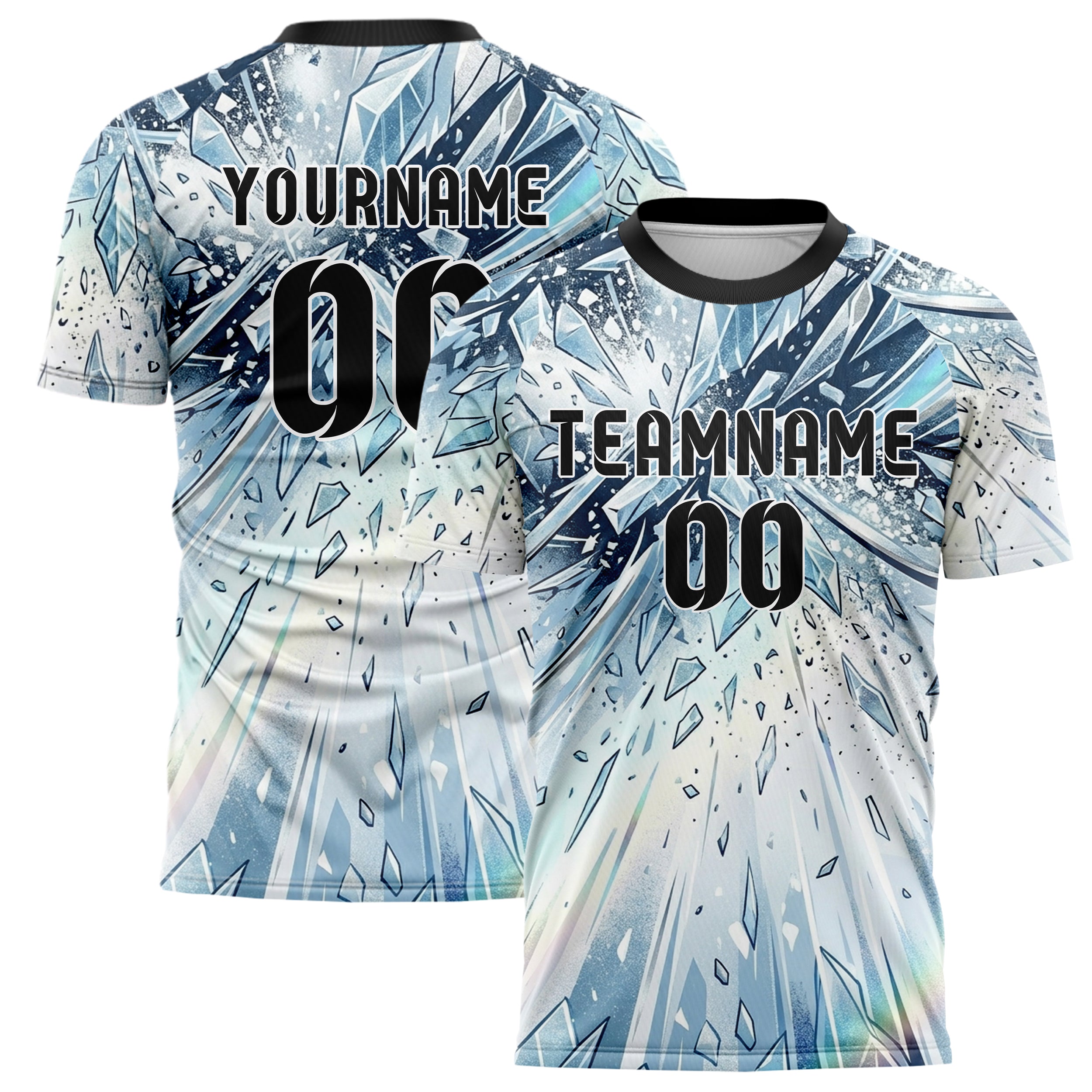 Weiß Gletscherblau Marineblau Silber Alpin Carve Eis Bruch individuelles Fußballtrikot