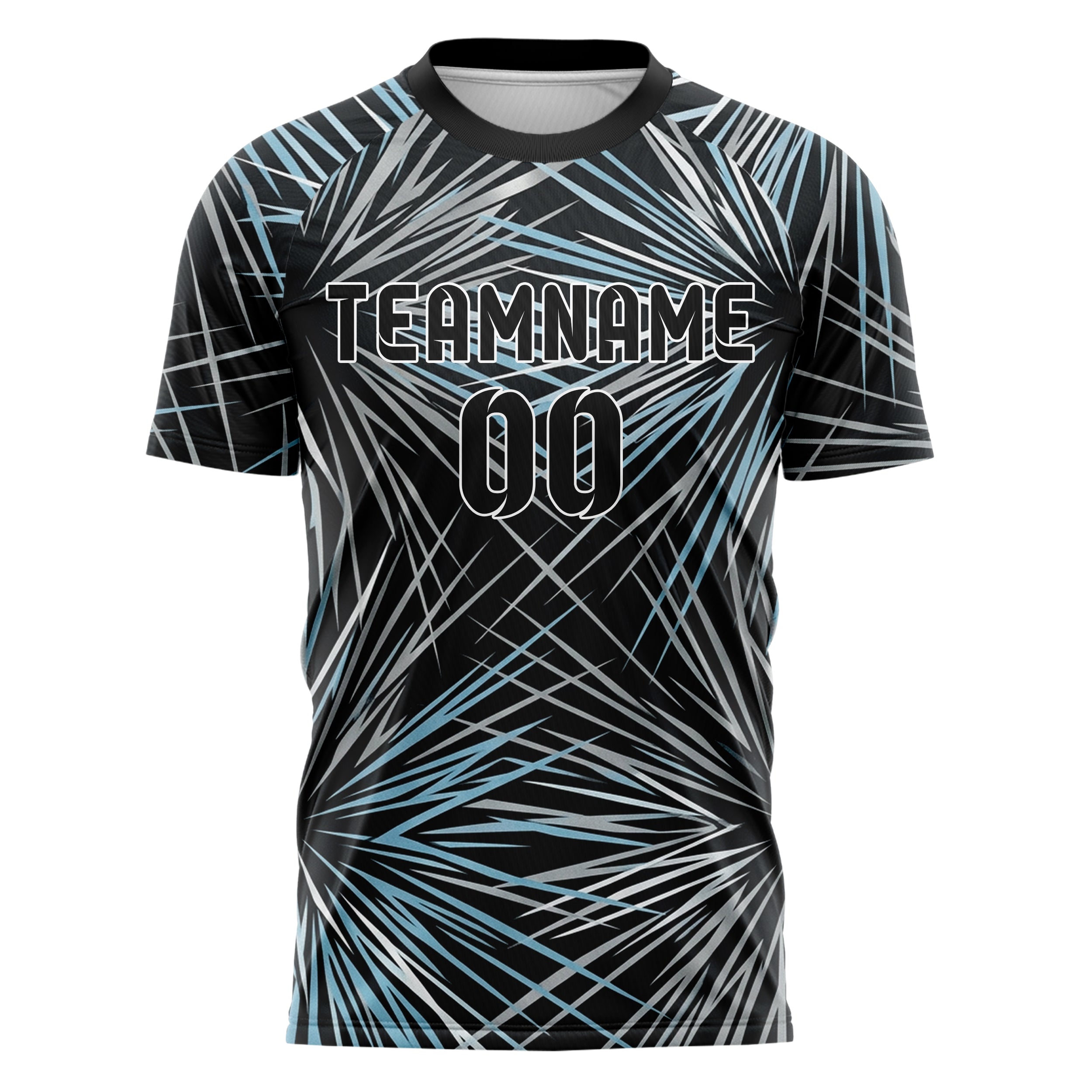 Schwarz Silber Eisblau Weiß nordisch Track Gewebe individuelles Fußballtrikot
