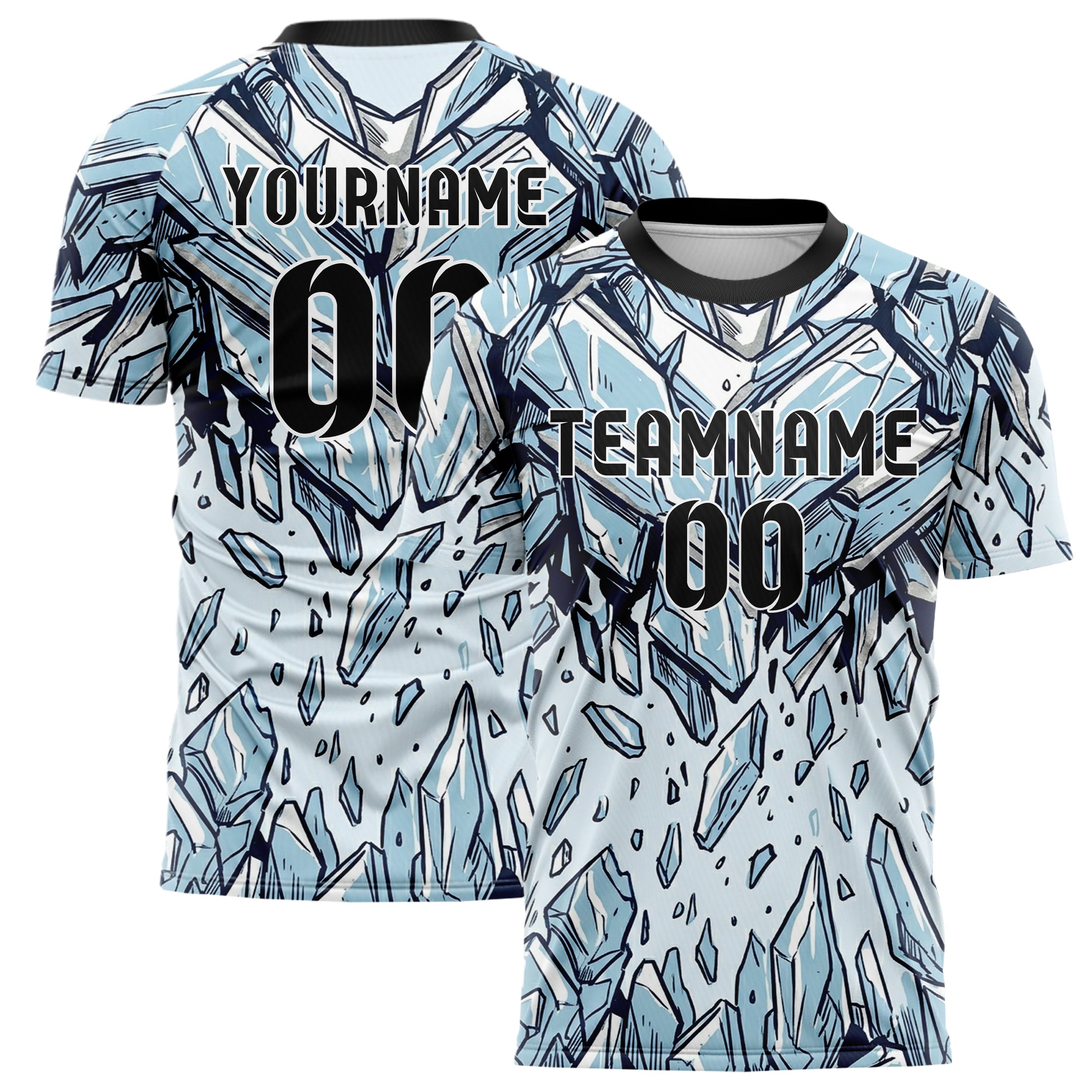 Weiß Gletscherblau Marineblau Silber Eis Schild Plattierung individuelles Fußballtrikot