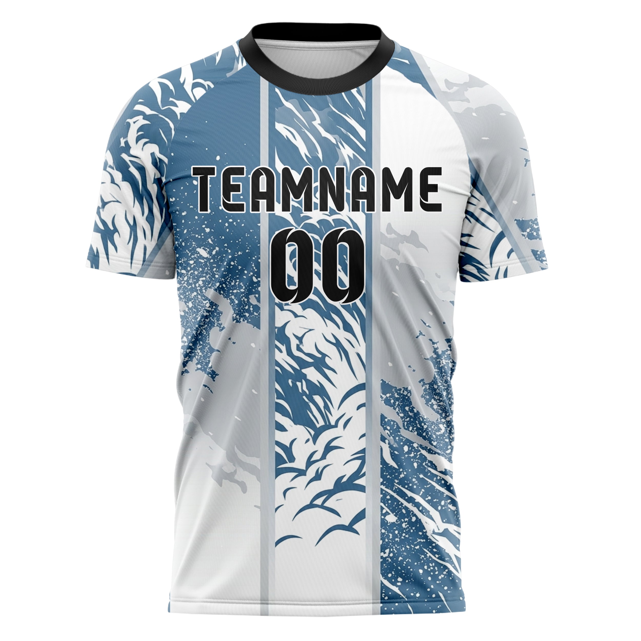 Stahlblau Weiß Grau Silber Lawine Pulver Plume individuelles Fußballtrikot