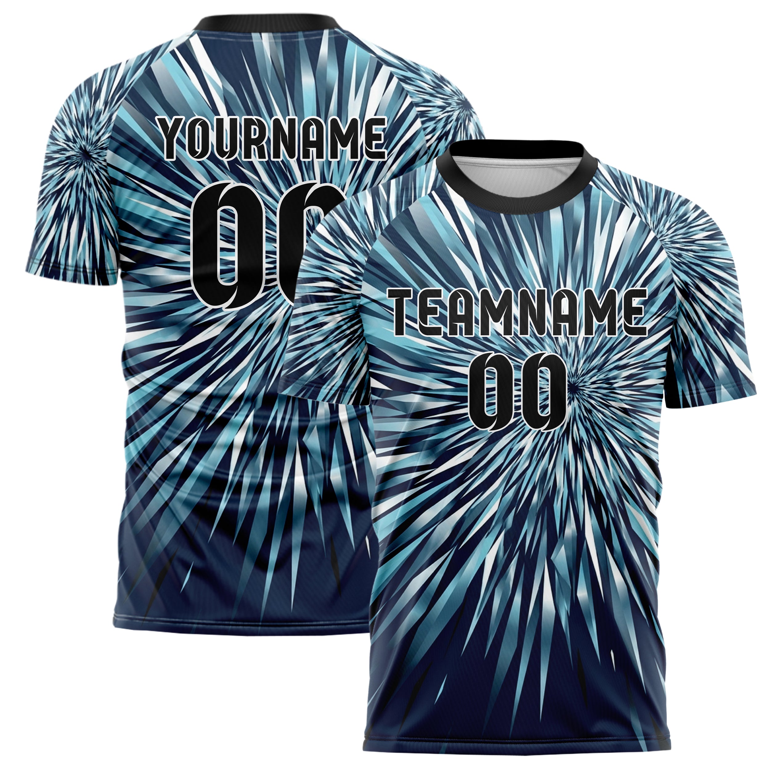 Mitternachtsblau Frost Cyan Weiß Schwarz Schneesturm Sichtbarkeit Übergang individuelles Fußballtrikot