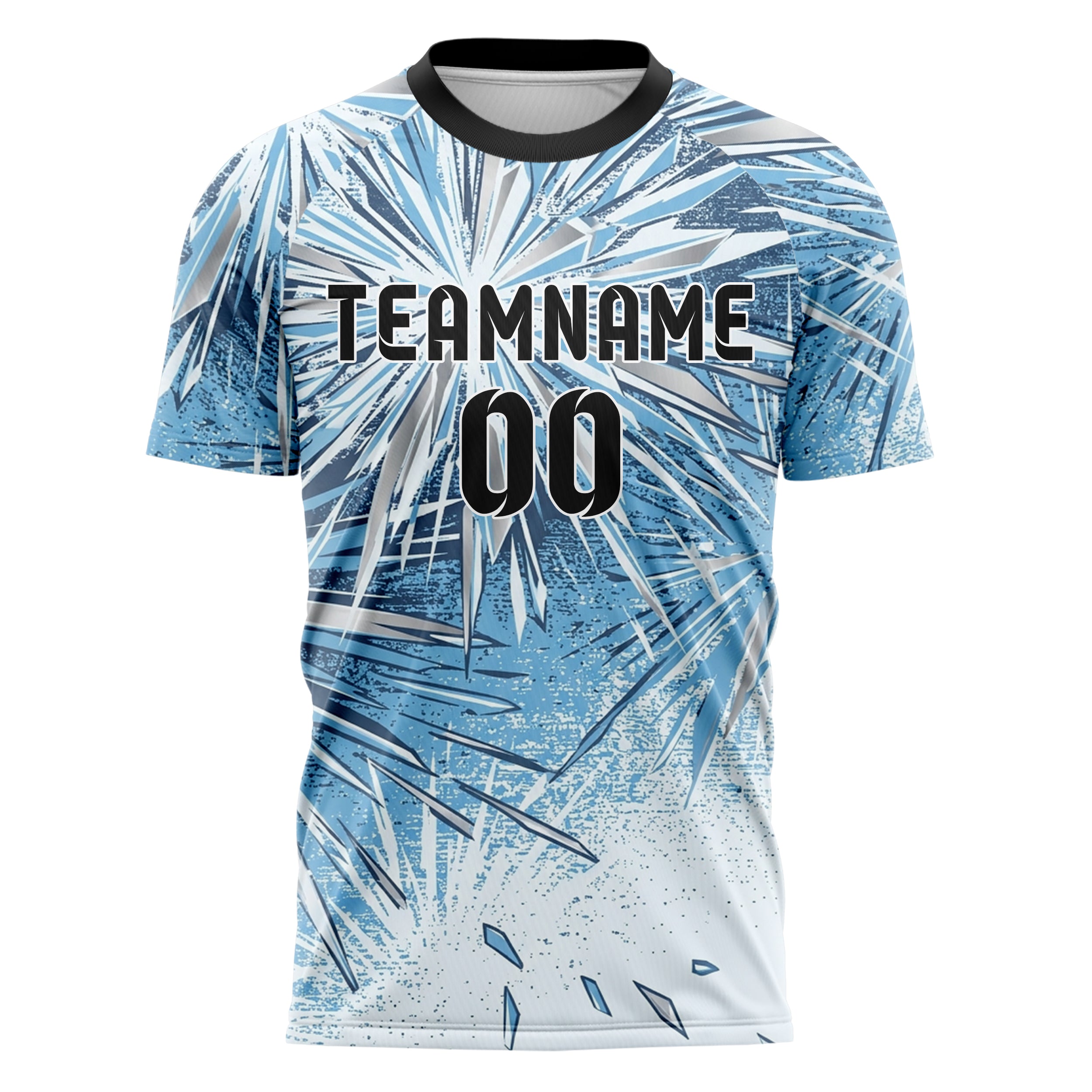 Eisweiß Himmelblau Schiefer Chrom Frost Kristall Ausbruch individuelles Fußballtrikot