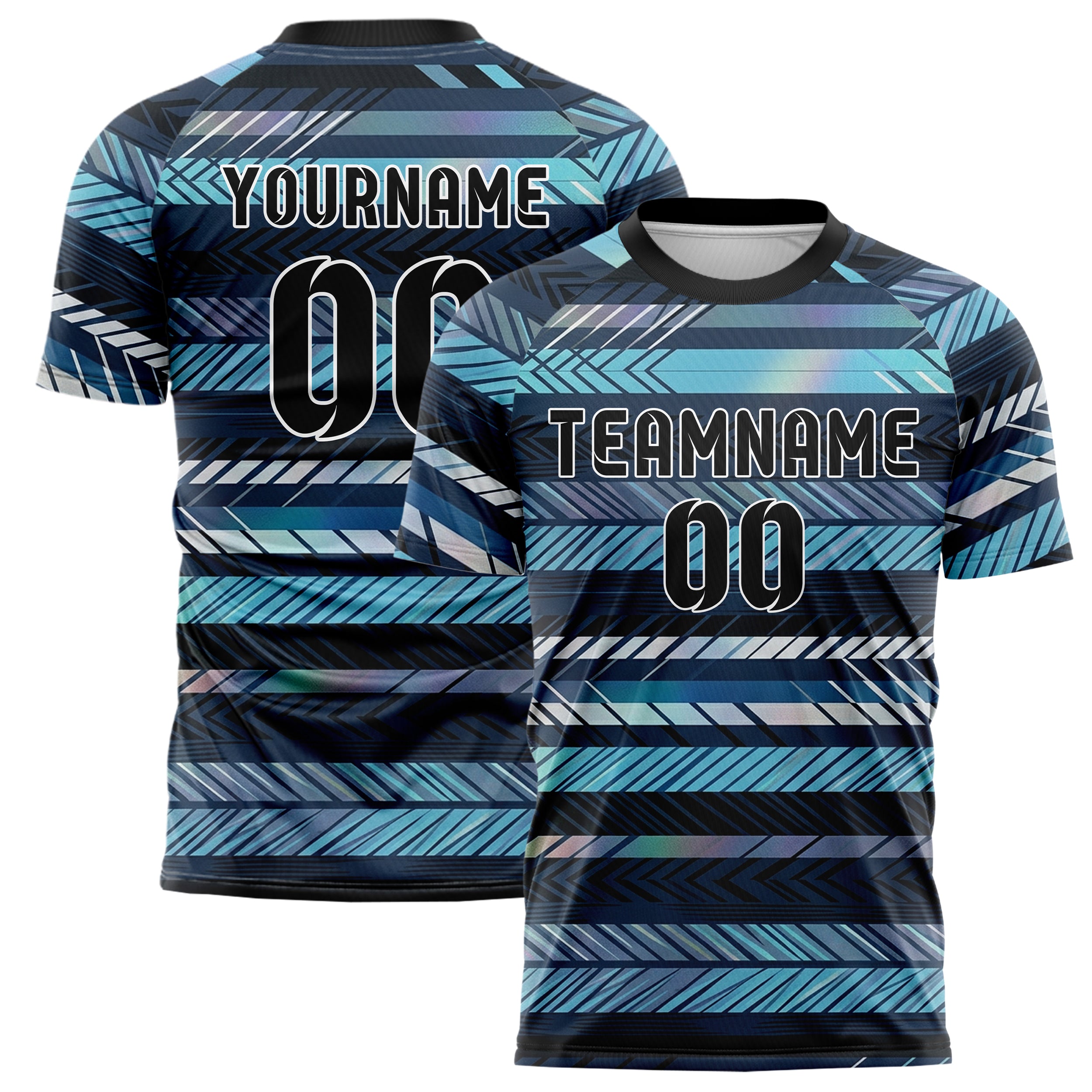 Mitternachtsblau Frost Cyan Weiß Schwarz nordisch Track Gewebe individuelles Fußballtrikot
