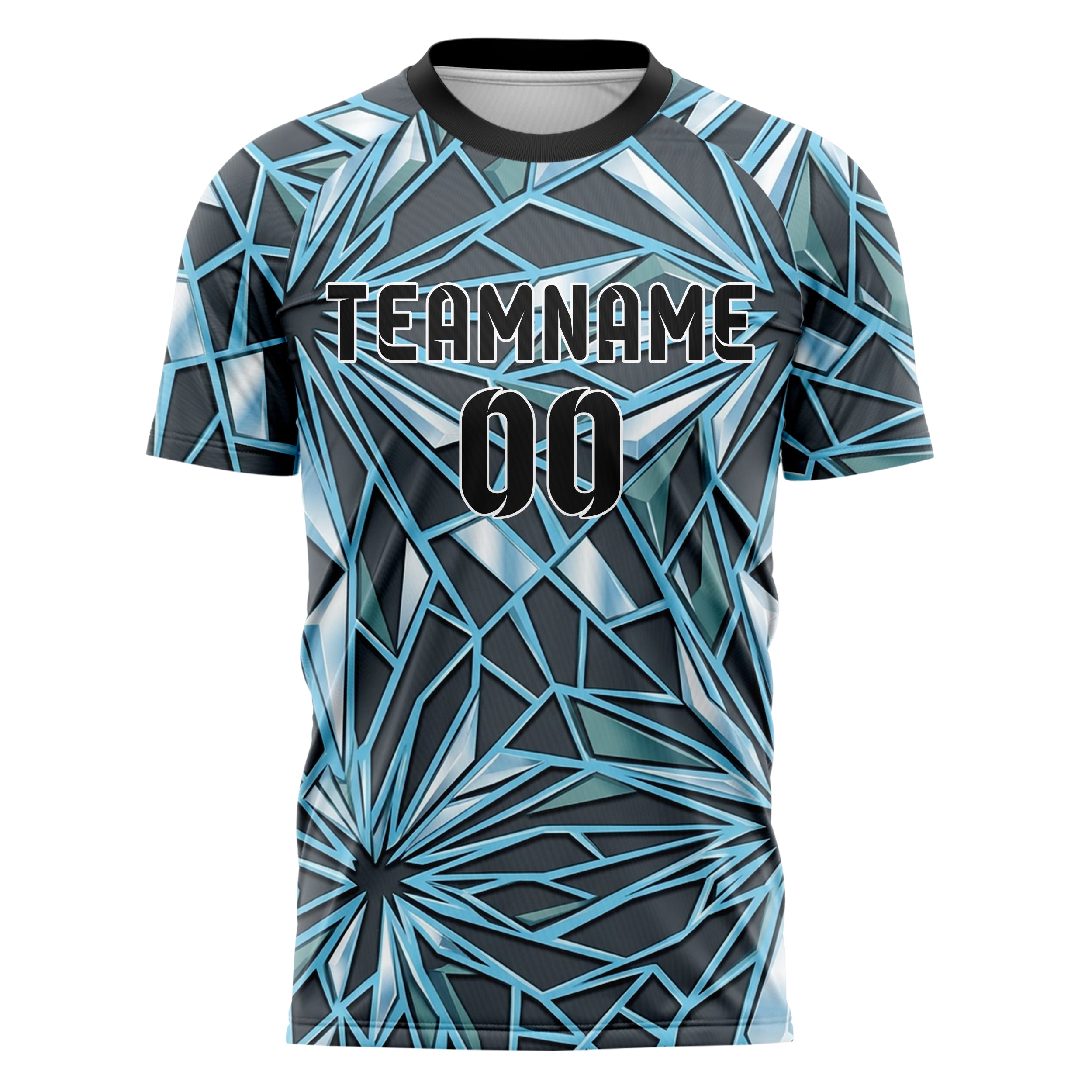 Anthrazit Eisblau Weiß Petrol Eis Schild Plattierung individuelles Fußballtrikot