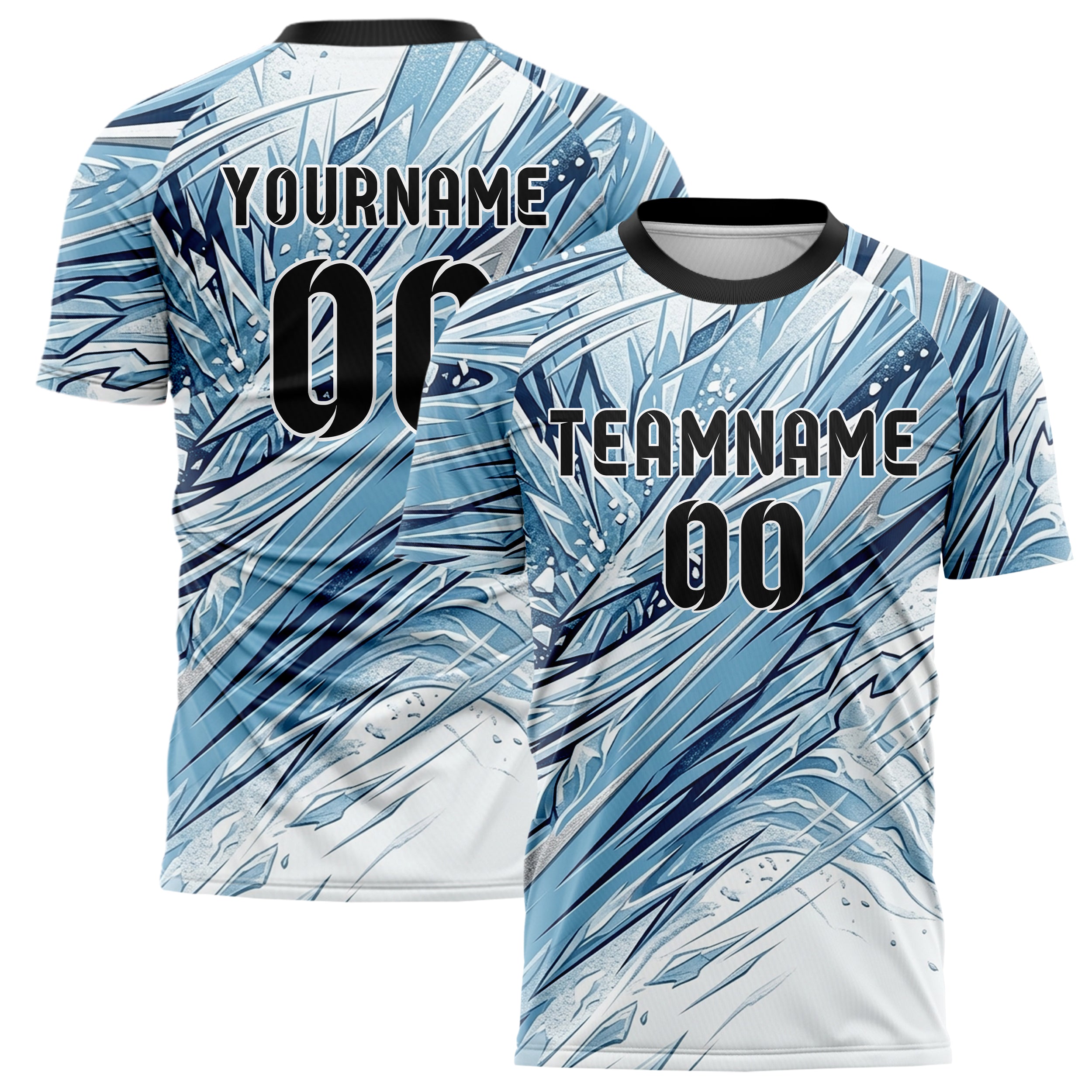 Weiß Gletscherblau Marineblau Silber Alpin Carve Eis Bruch individuelles Fußballtrikot