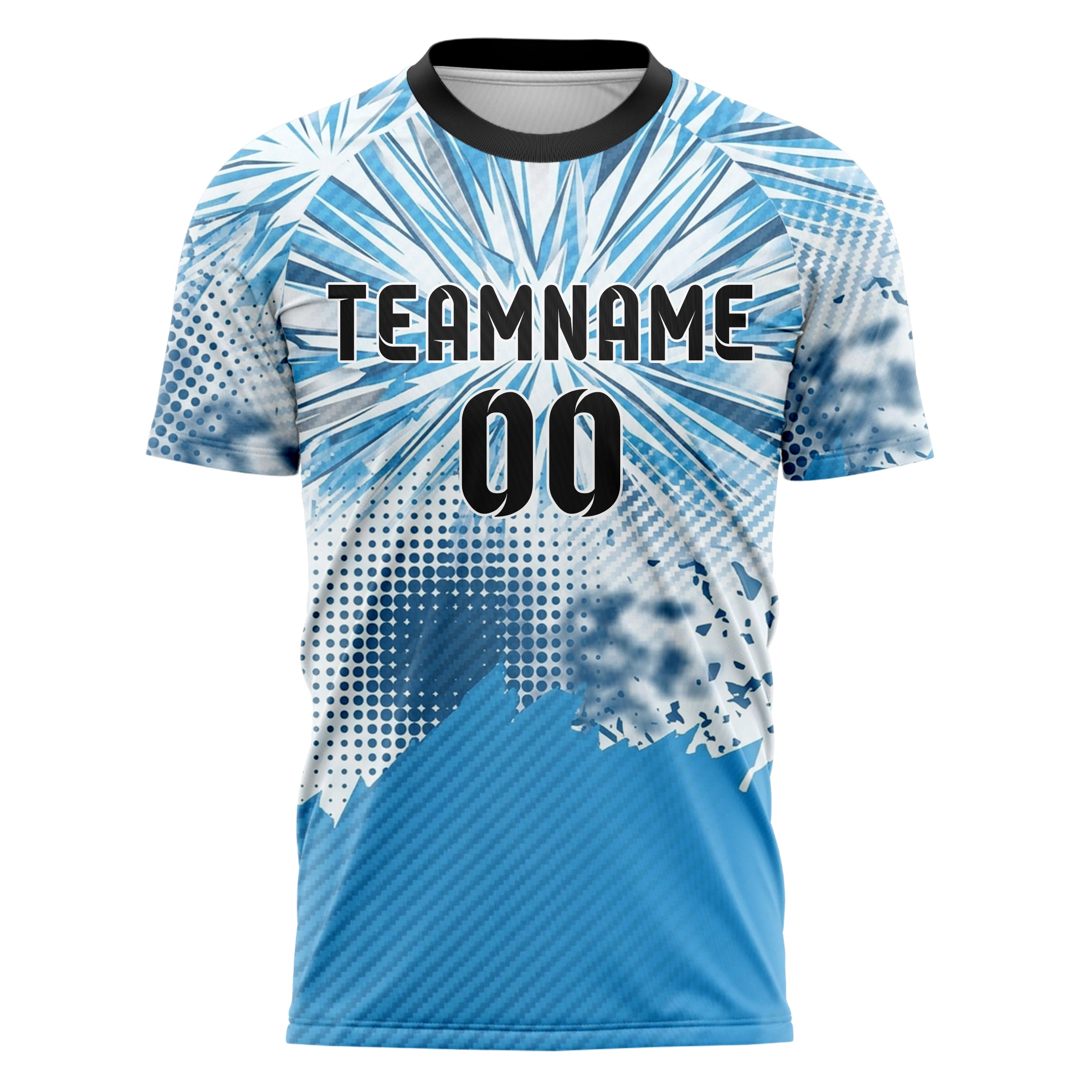 Eisweiß Himmelblau Schiefer Chrom Frost Kristall Ausbruch individuelles Fußballtrikot