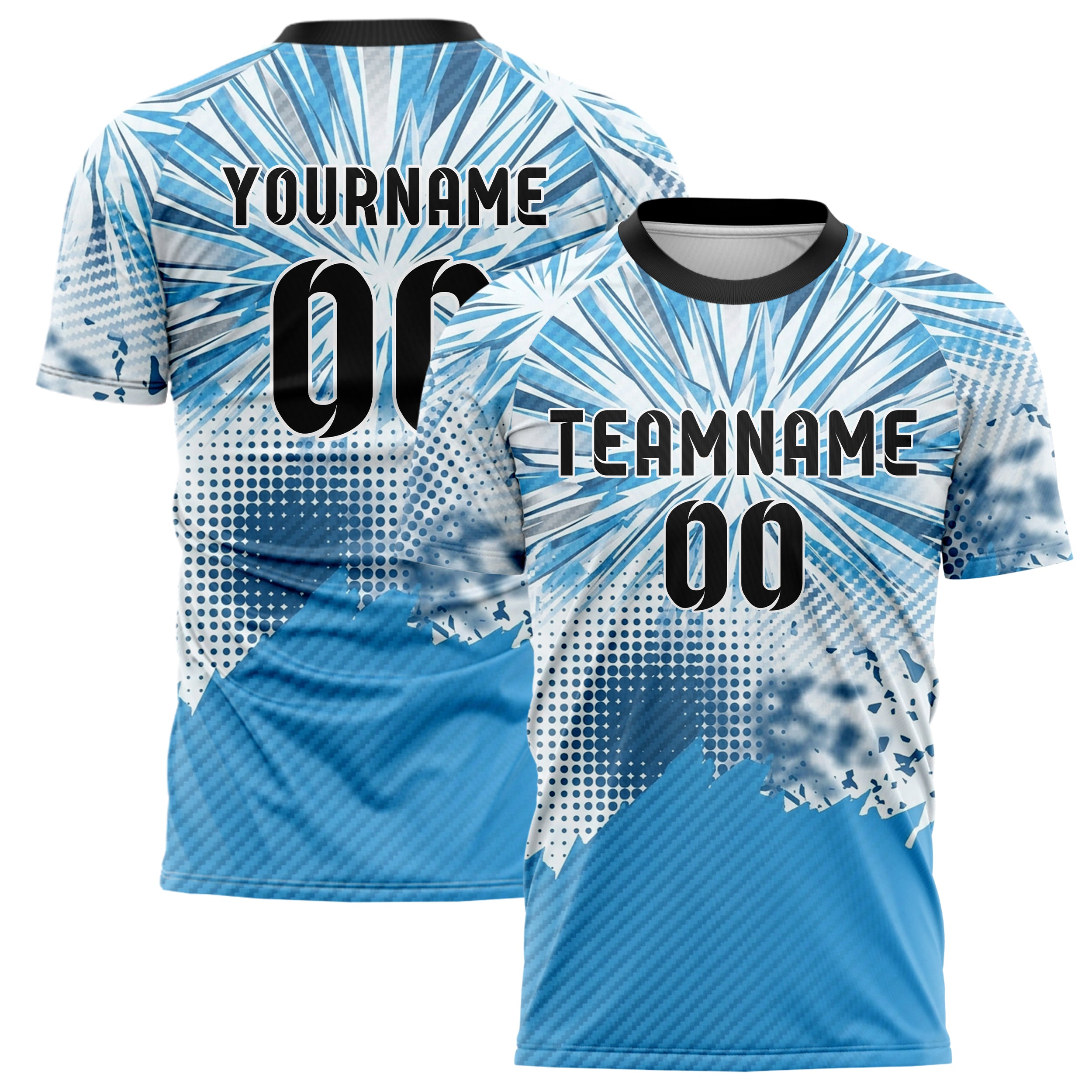 Eisweiß Himmelblau Schiefer Chrom Frost Kristall Ausbruch individuelles Fußballtrikot