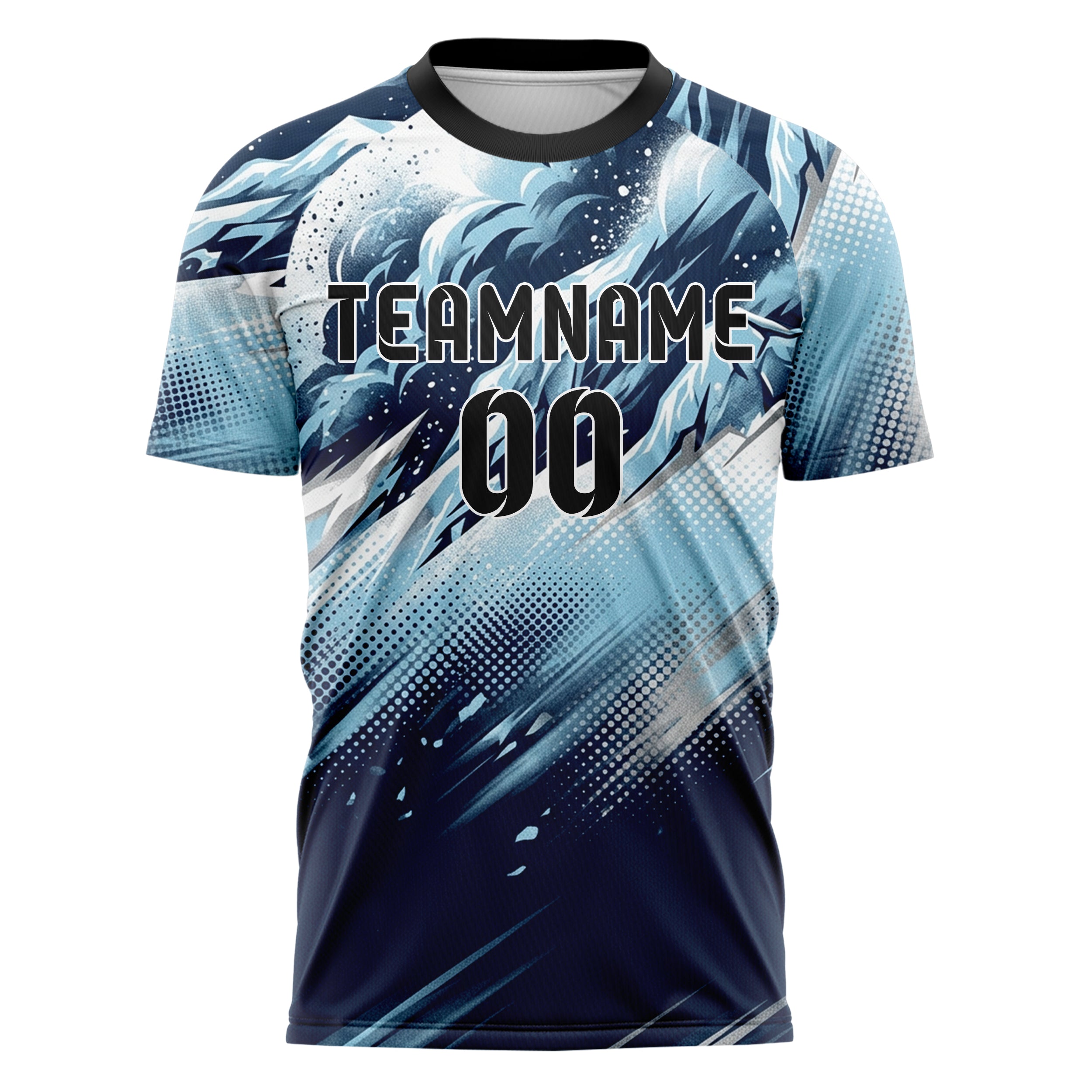 Weiß Gletscherblau Marineblau Silber Lawine Pulver Plume individuelles Fußballtrikot