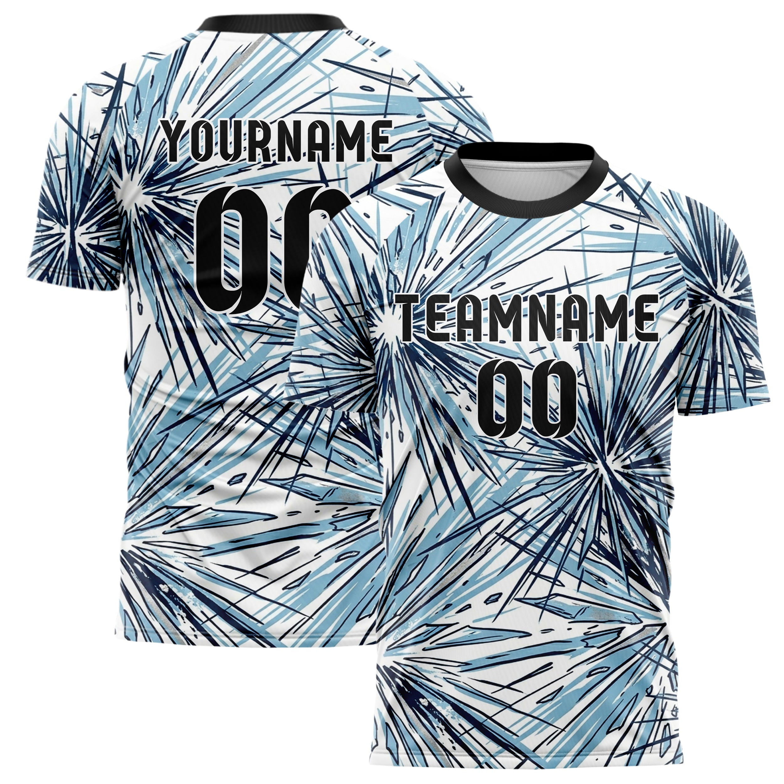 Weiß Gletscherblau Marineblau Silber Alpin Carve Eis Bruch individuelles Fußballtrikot