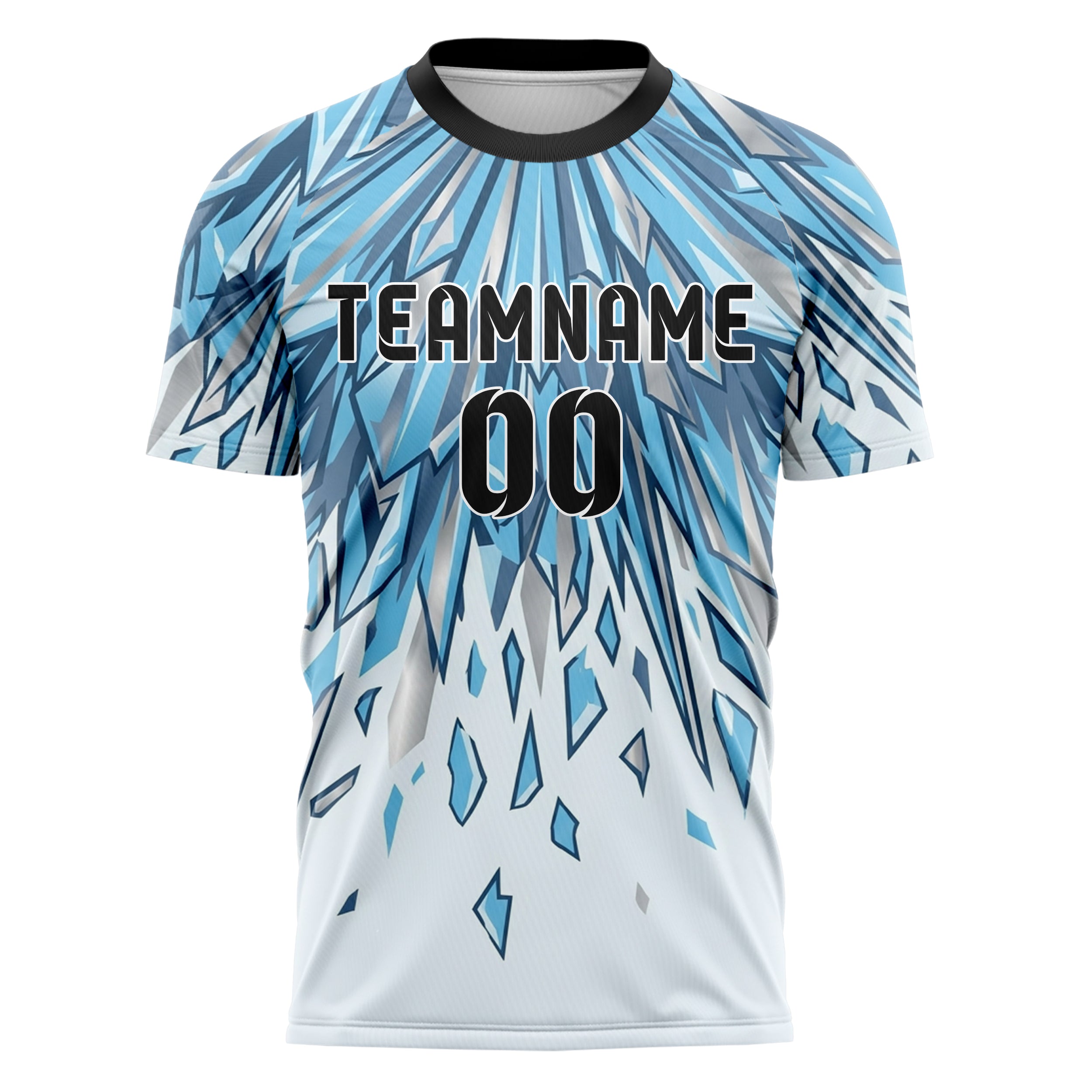 Eisweiß Himmelblau Schiefer Chrom Frost Kristall Ausbruch individuelles Fußballtrikot