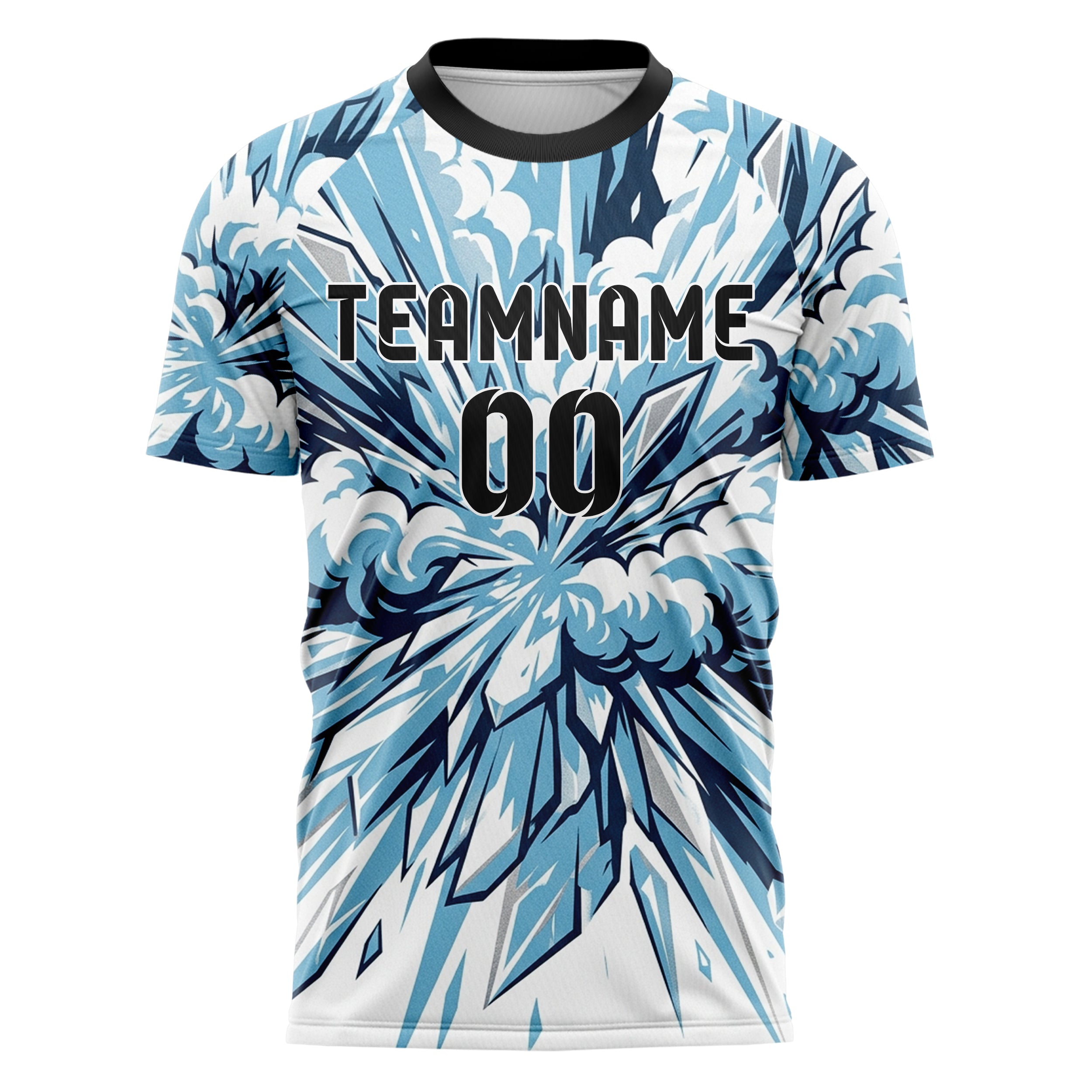 Weiß Gletscherblau Marineblau Silber Lawine Pulver Plume individuelles Fußballtrikot
