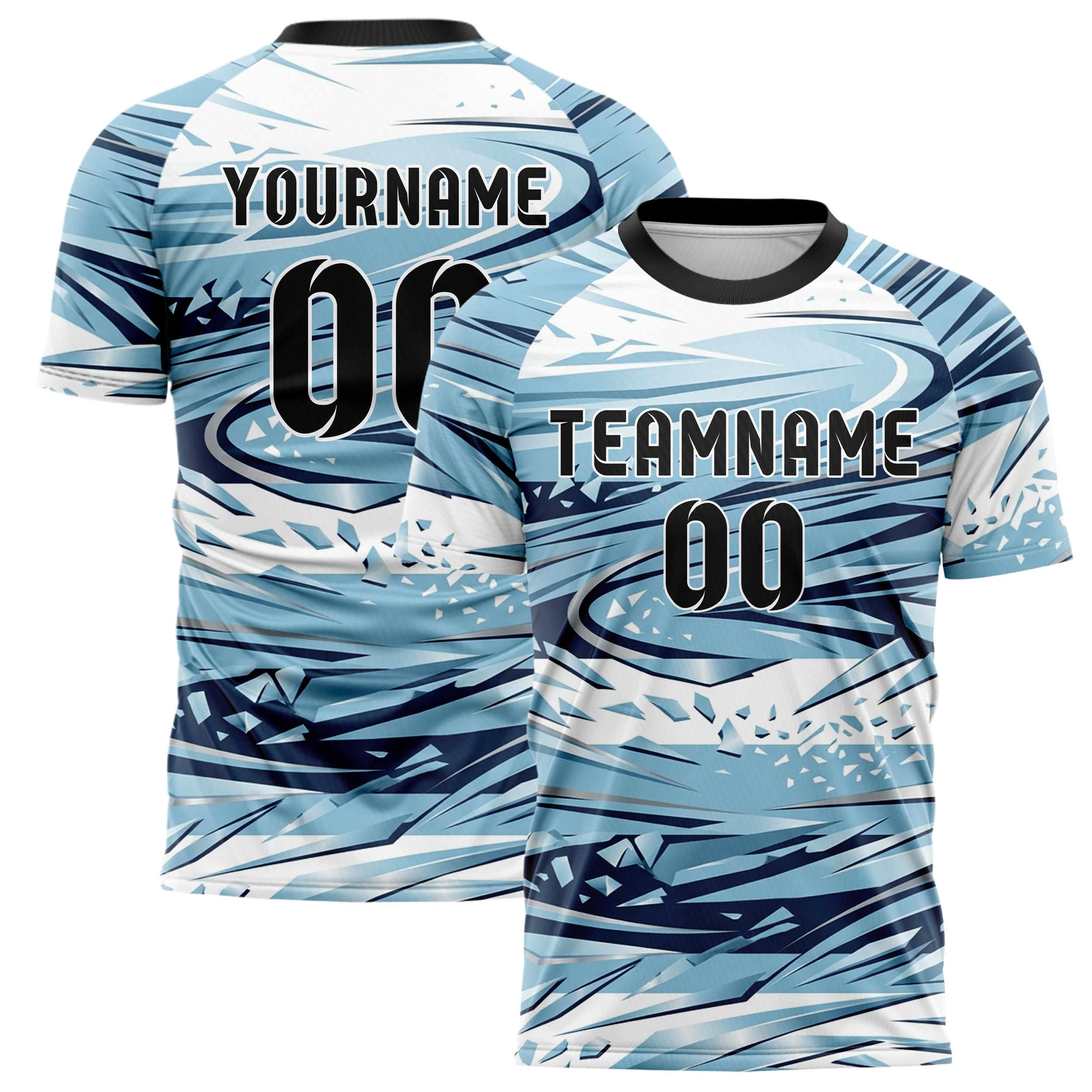 Weiß Gletscherblau Marineblau Silber Alpin Carve Eis Bruch individuelles Fußballtrikot