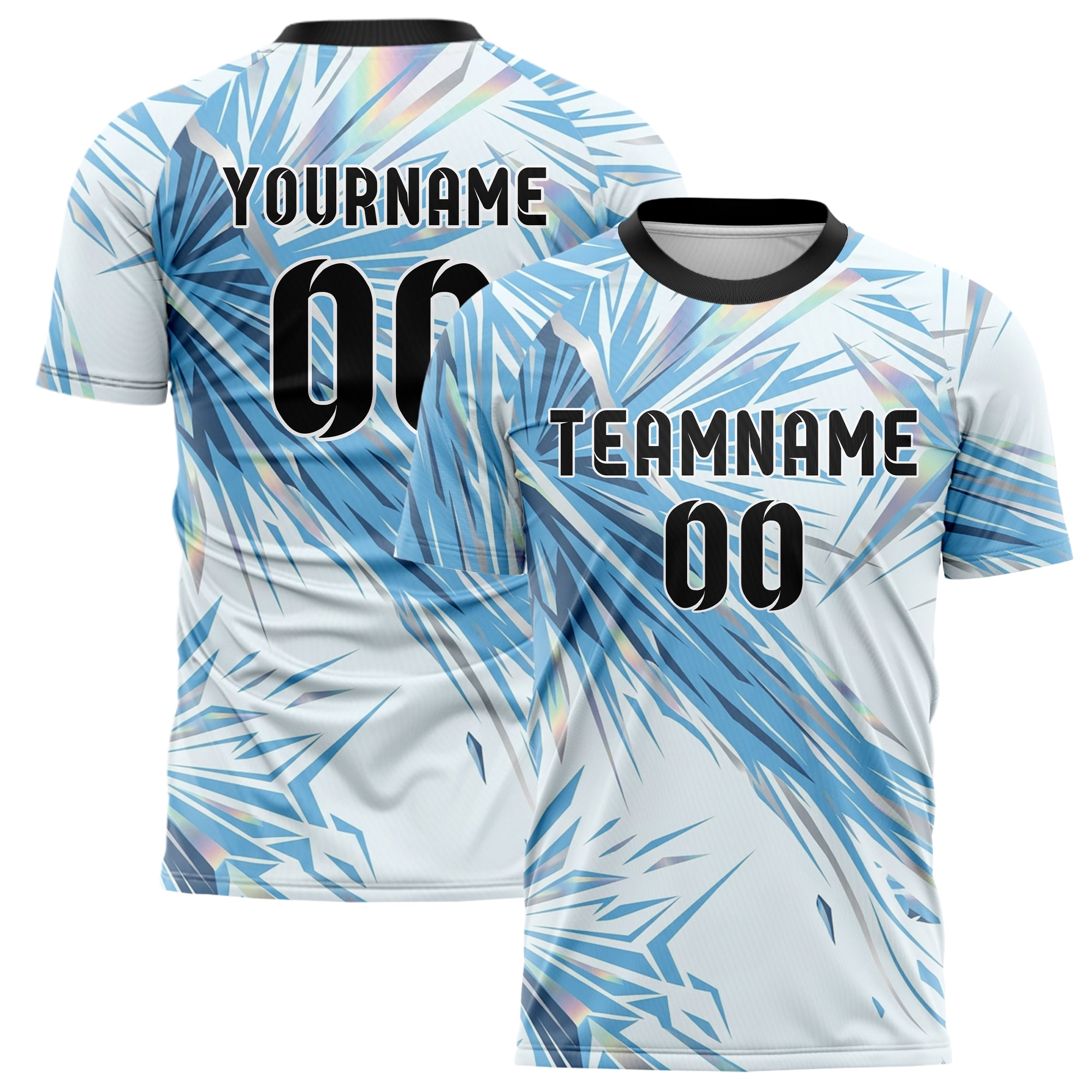 Eisweiß Himmelblau Schiefer Chrom Frost Kristall Ausbruch individuelles Fußballtrikot