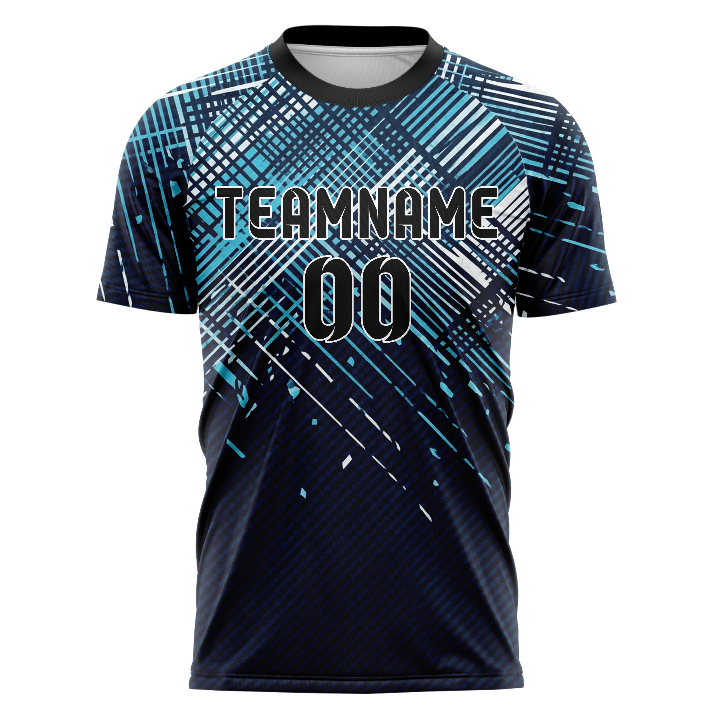 Mitternachtsblau Frost Cyan Weiß Schwarz nordisch Track Gewebe individuelles Fußballtrikot