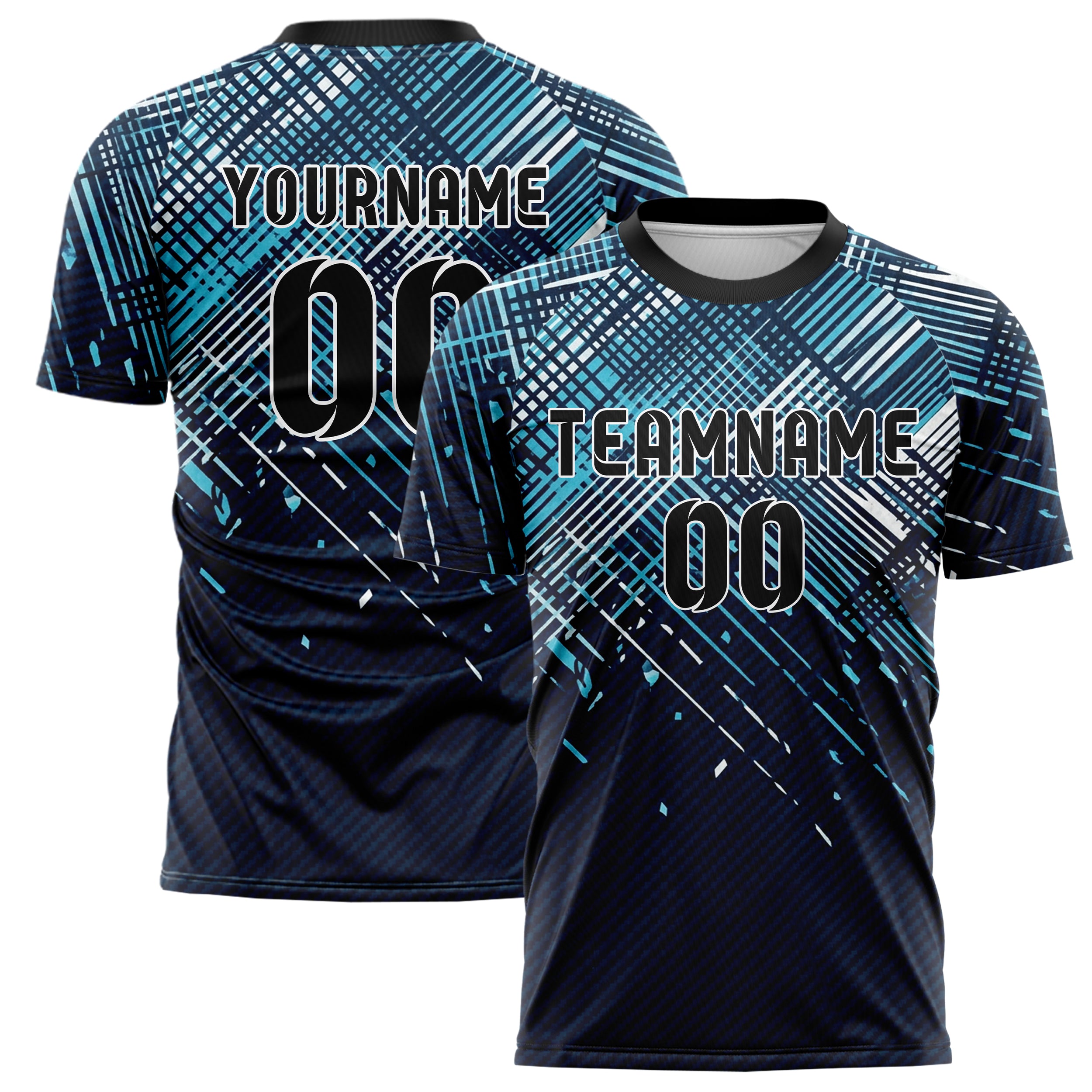 Mitternachtsblau Frost Cyan Weiß Schwarz nordisch Track Gewebe individuelles Fußballtrikot