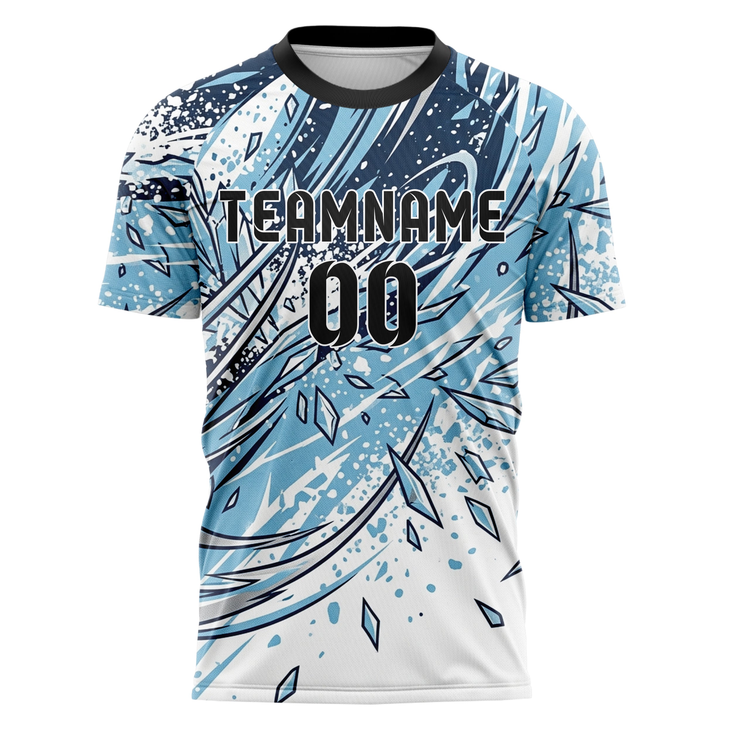 Weiß Gletscherblau Marineblau Silber Alpin Carve Eis Bruch individuelles Fußballtrikot