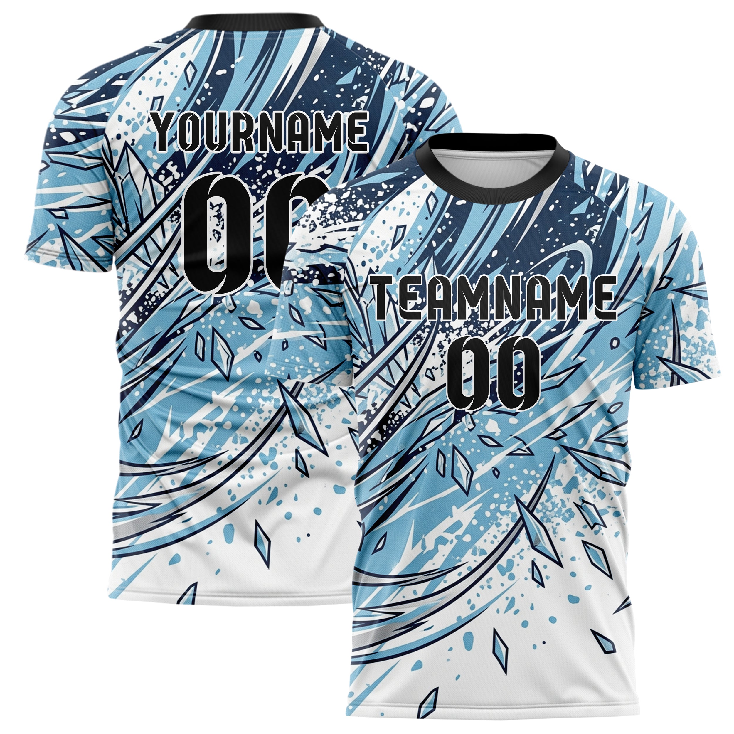 Weiß Gletscherblau Marineblau Silber Alpin Carve Eis Bruch individuelles Fußballtrikot