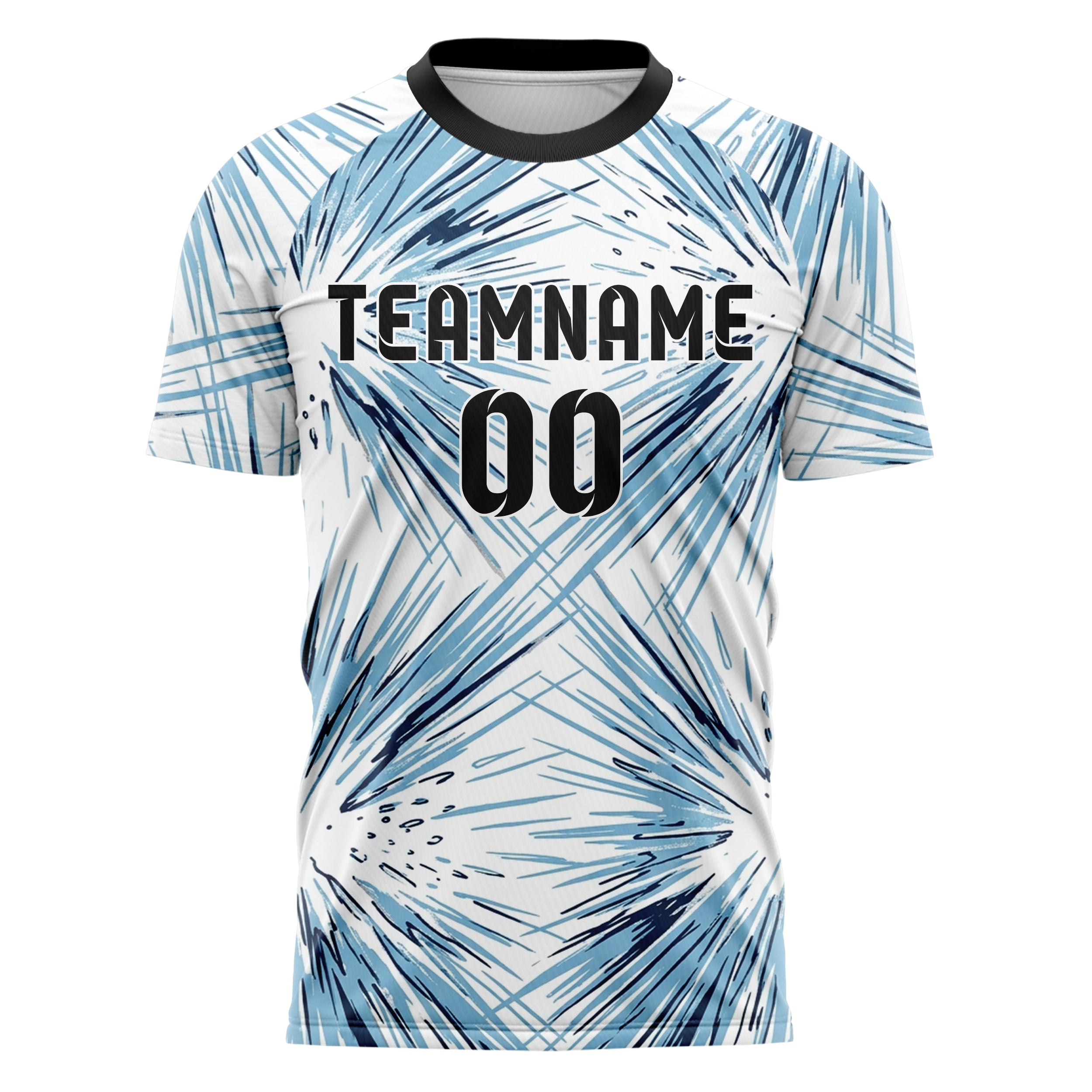 Weiß Gletscherblau Marineblau Silber Lawine Pulver Plume individuelles Fußballtrikot