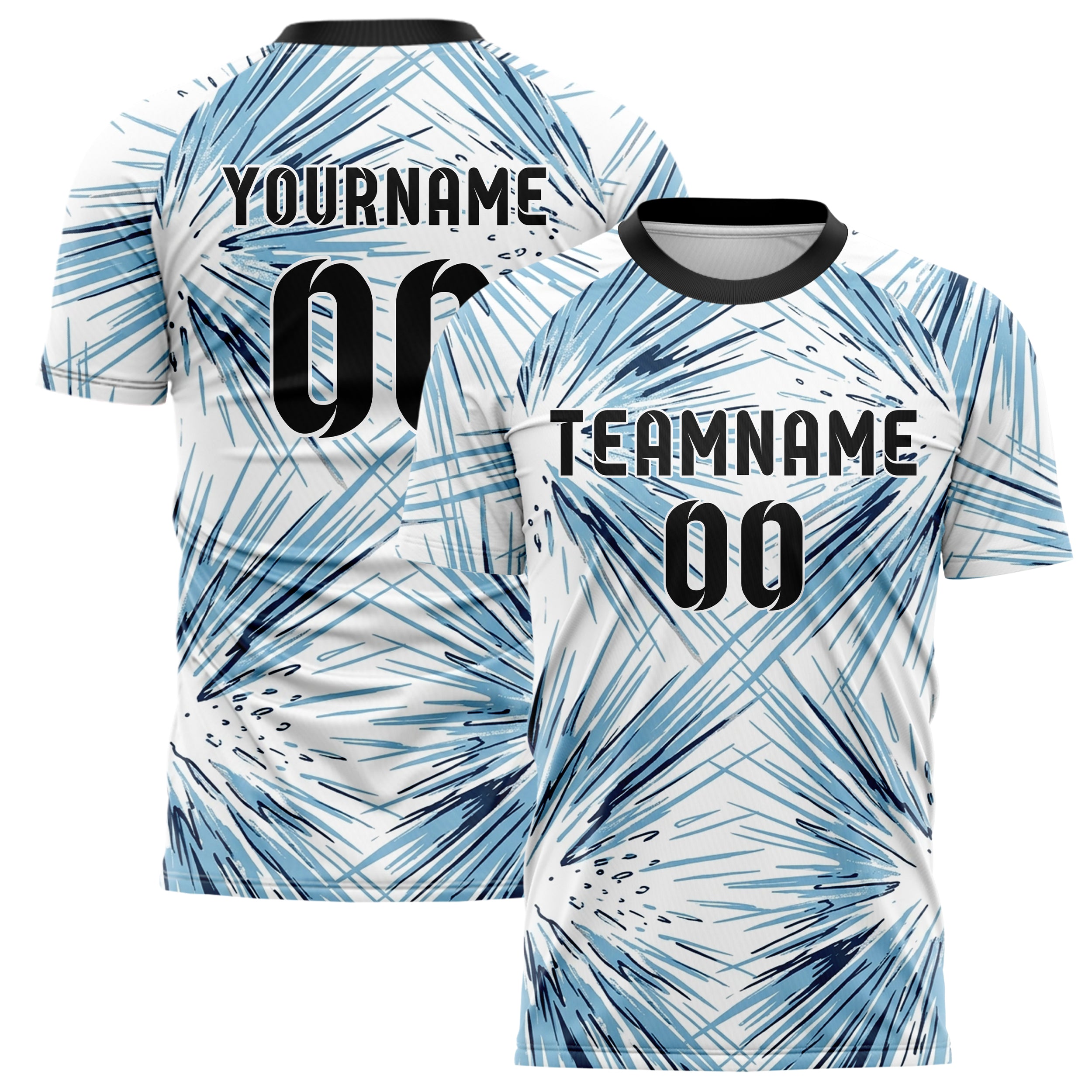 Weiß Gletscherblau Marineblau Silber Lawine Pulver Plume individuelles Fußballtrikot