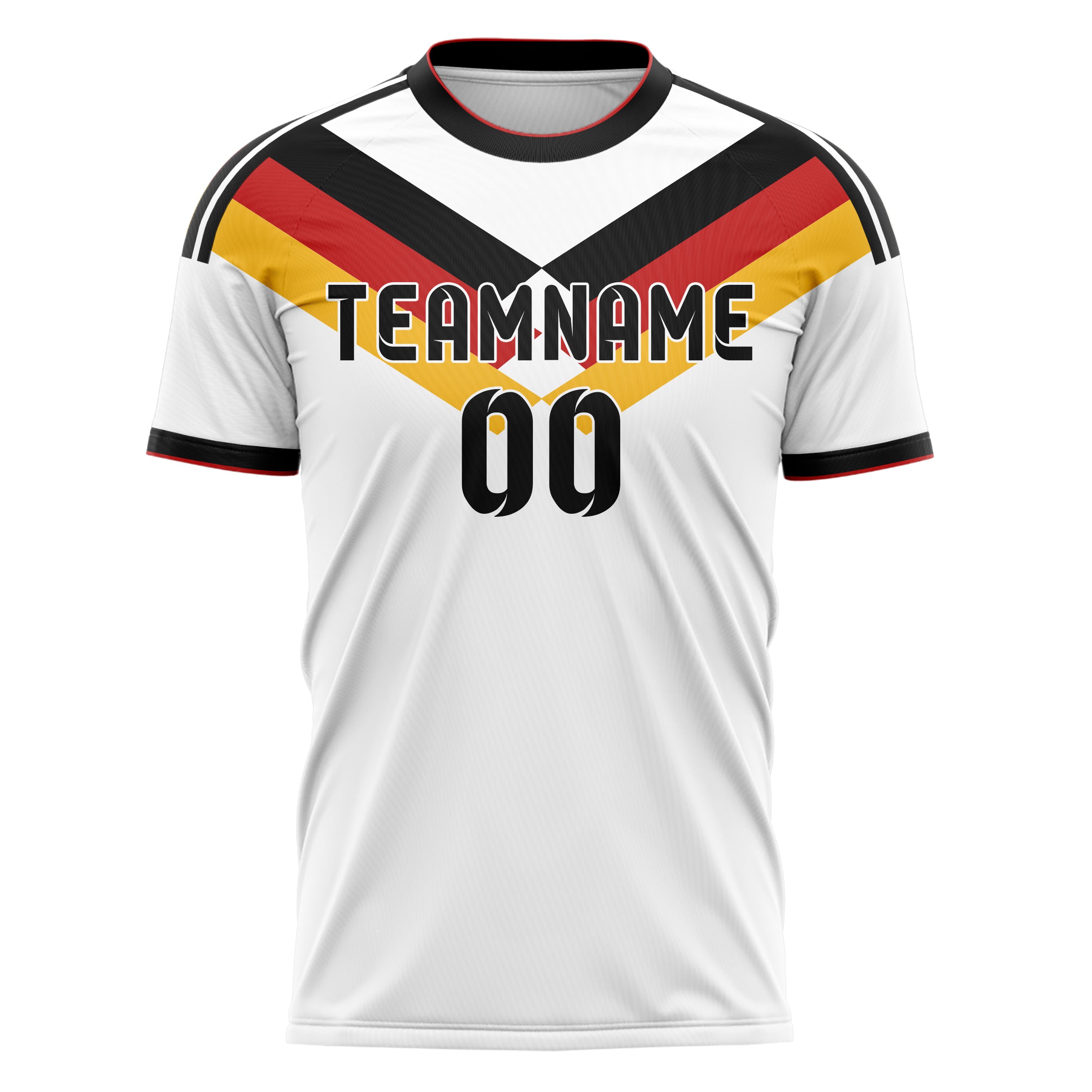 Deutschland Heim-Fußballtrikot Stil – Mit Wunschname, Nummer und Logo