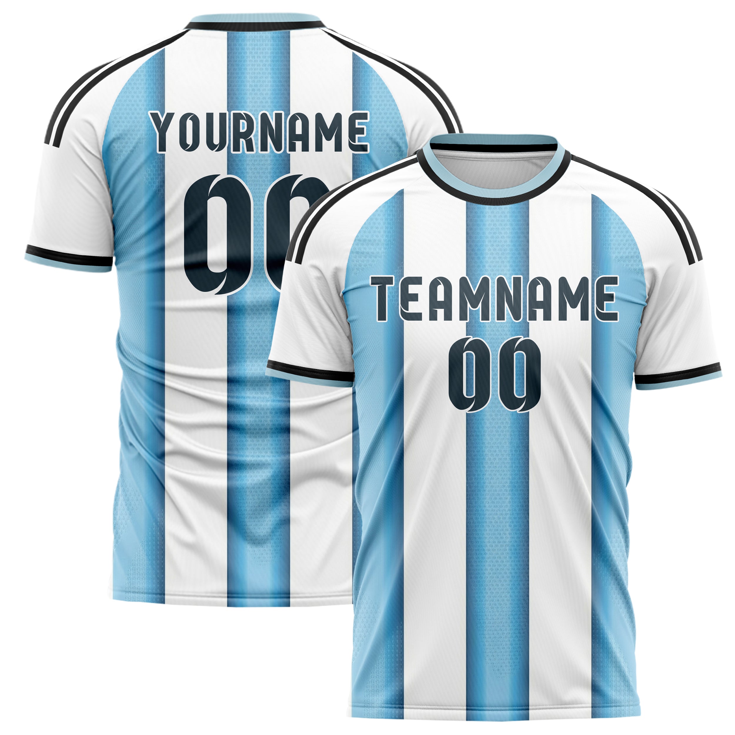 Argentinien Heim-Fußballtrikot Stil – Mit Wunschname, Nummer und Logo