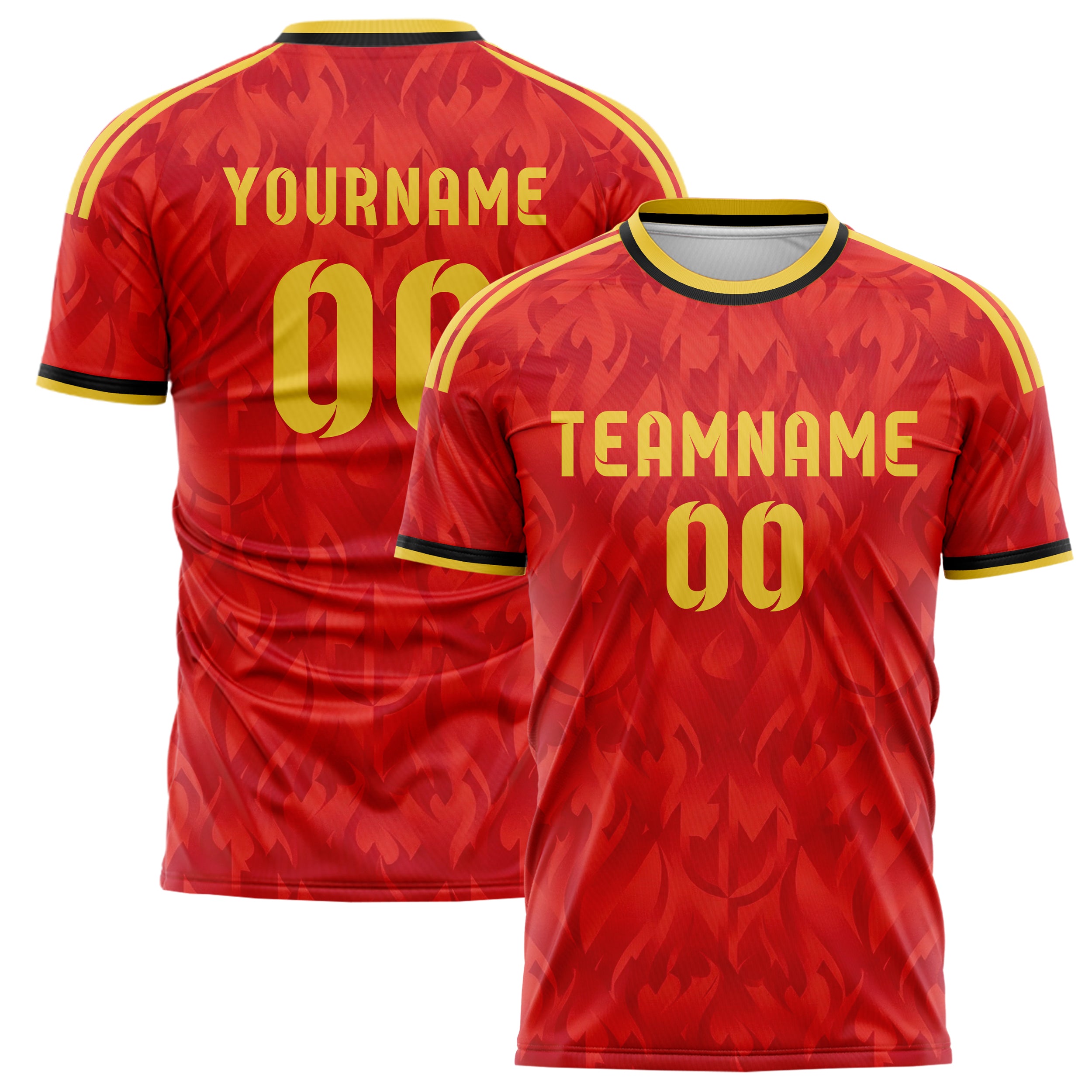 Belgien Heim-Fußballtrikot Stil – Mit Wunschname, Nummer und Logo