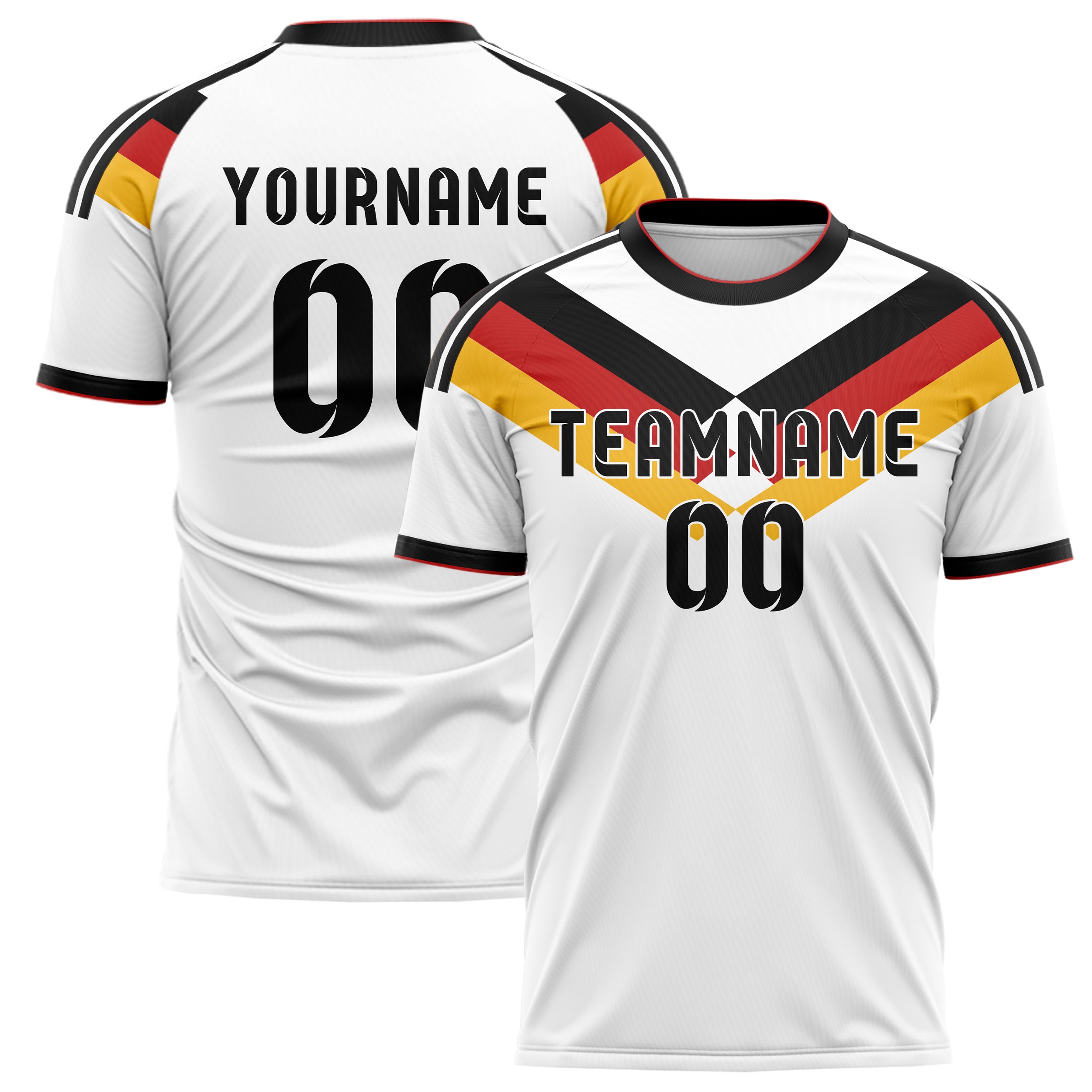 Deutschland Heim-Fußballtrikot Stil – Mit Wunschname, Nummer und Logo